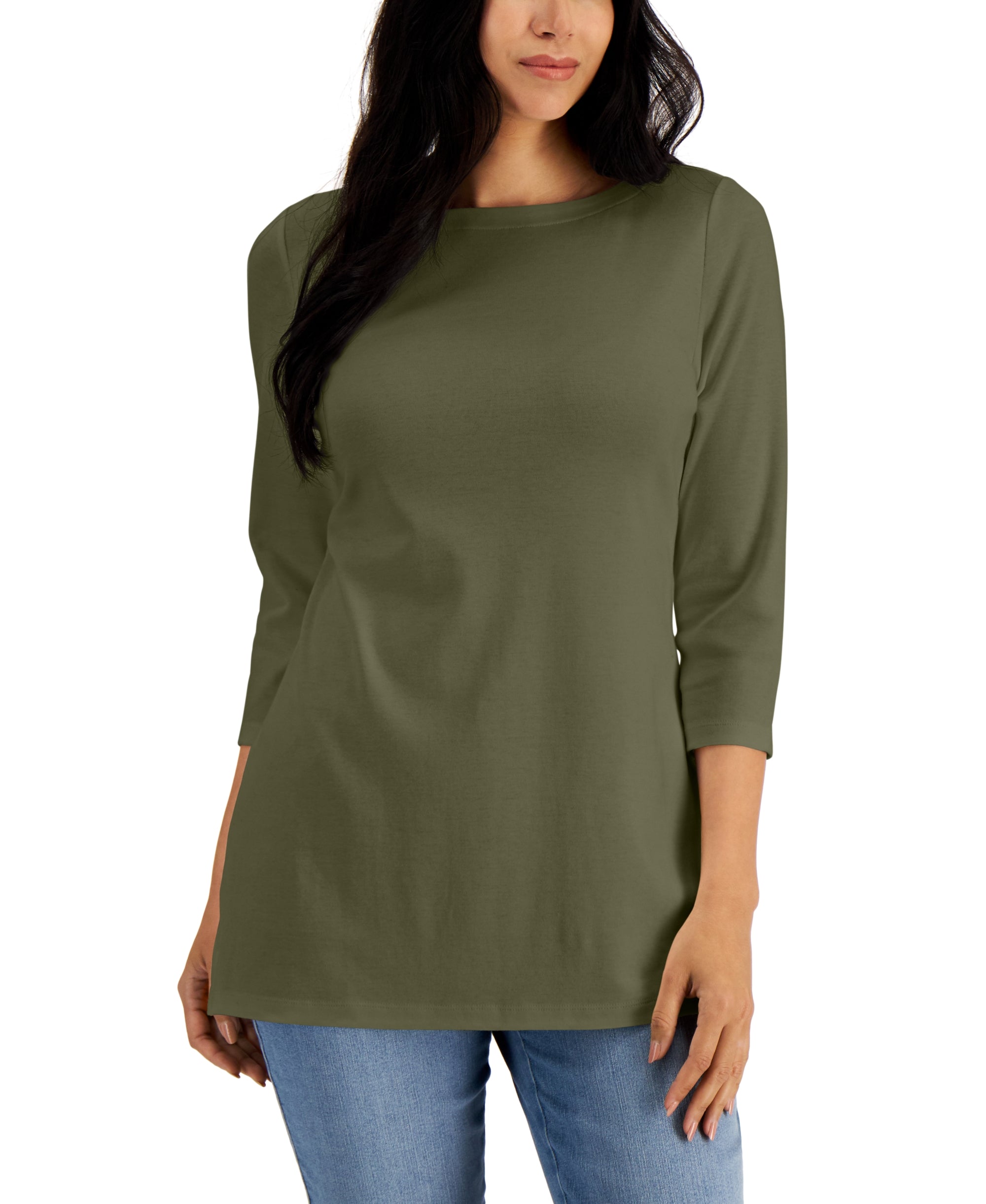Boat-Neck 3/4-Sleeve Top