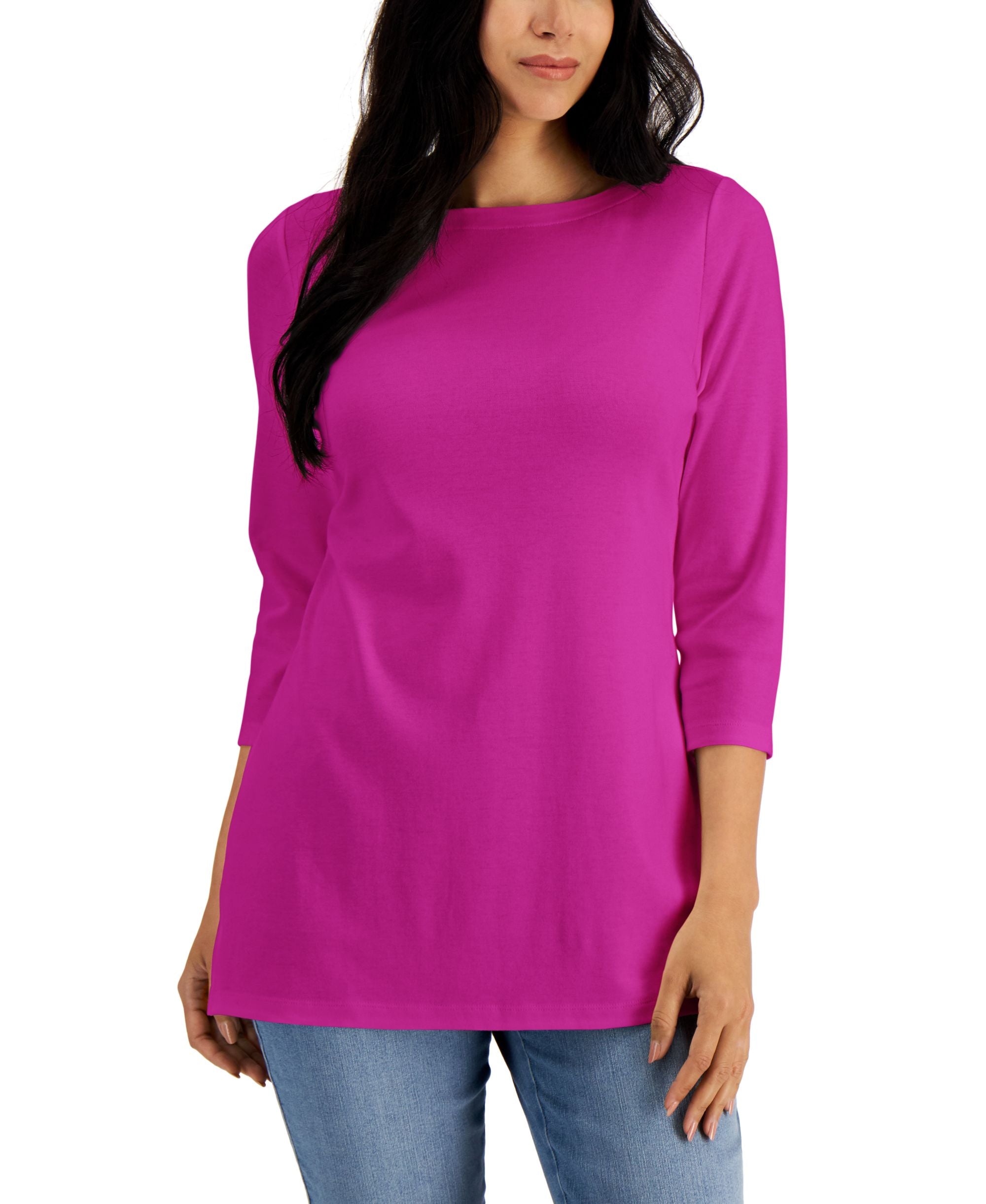 Boat-Neck 3/4-Sleeve Top