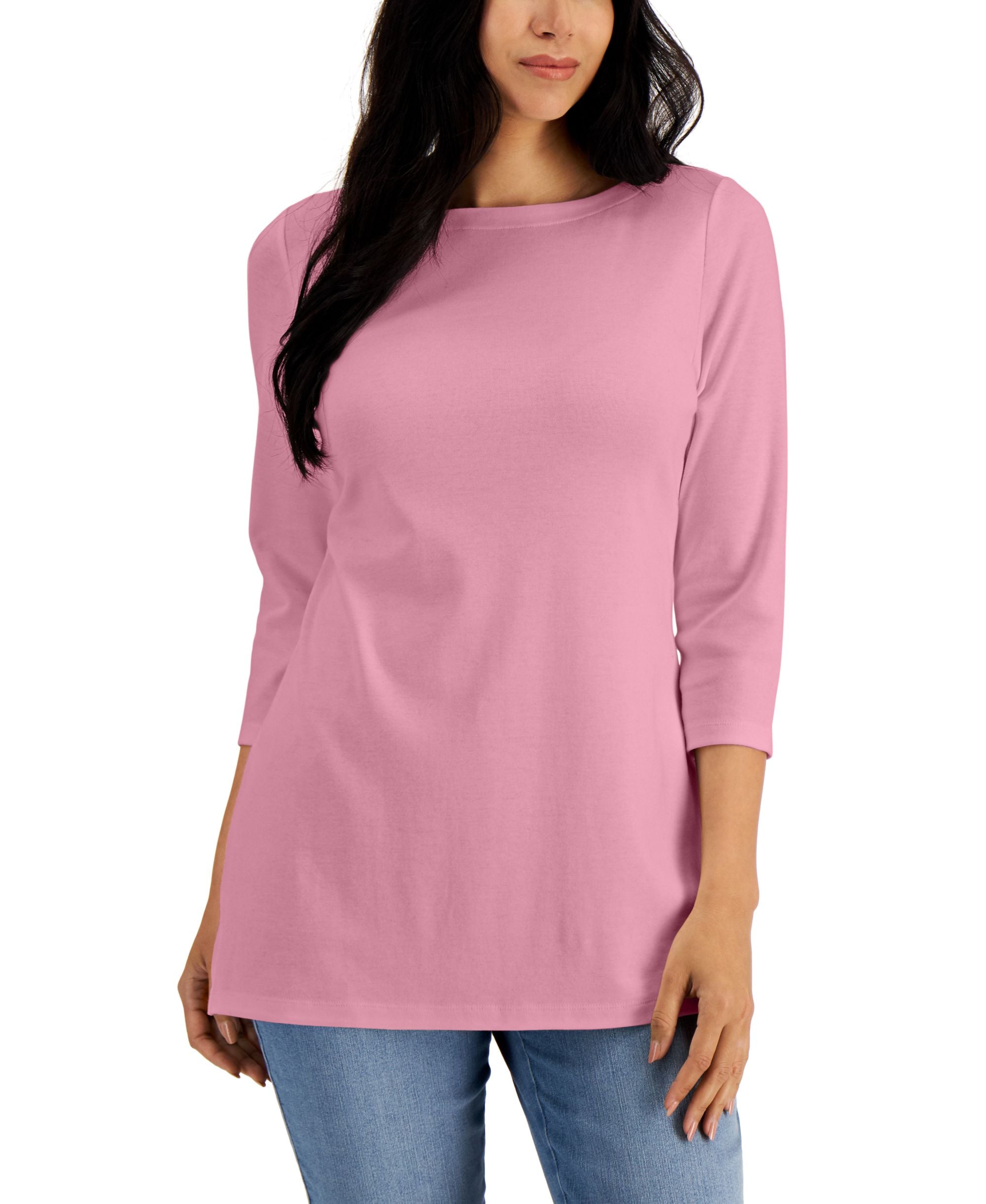 Boat-Neck 3/4-Sleeve Top
