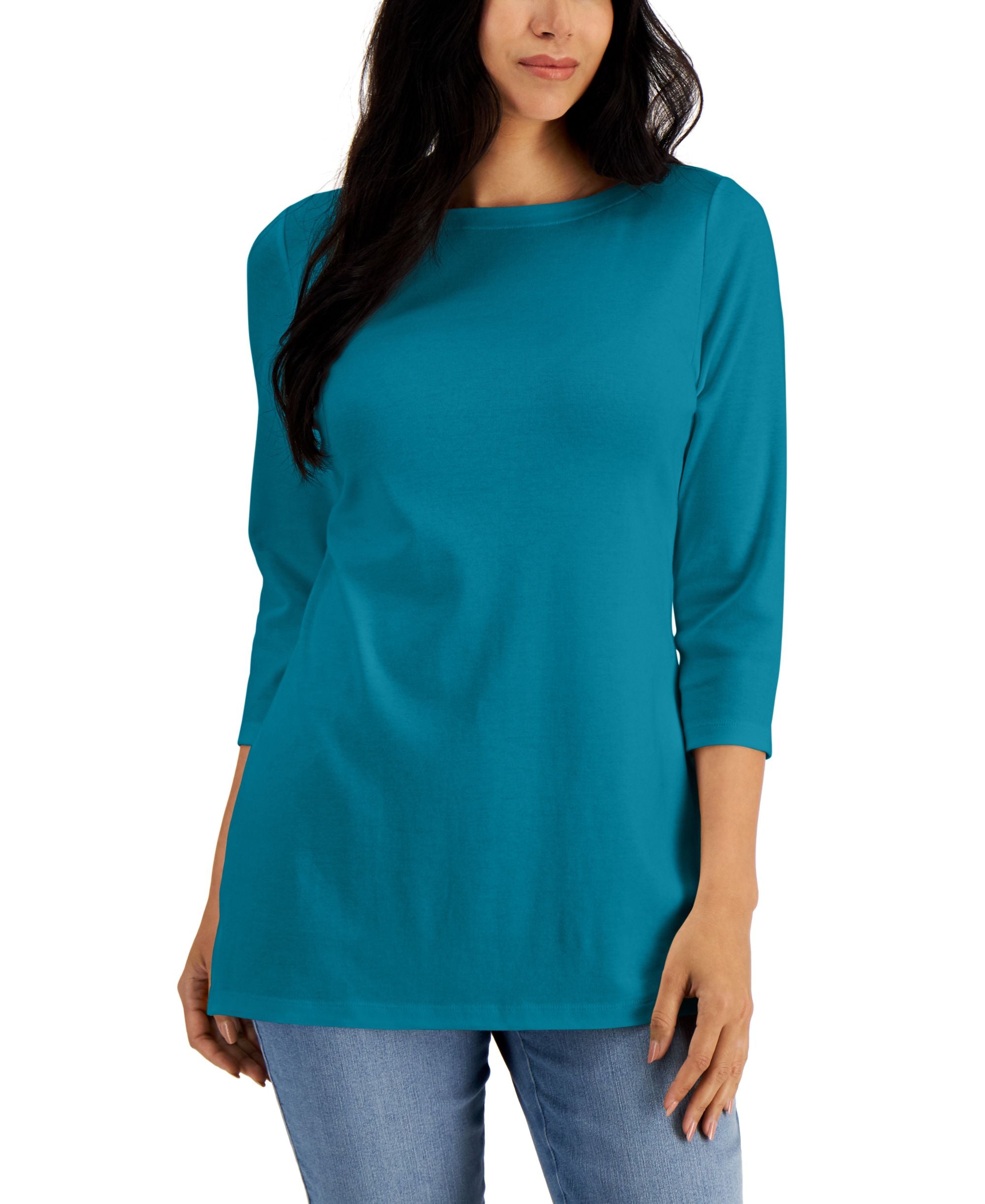 Boat-Neck 3/4-Sleeve Top