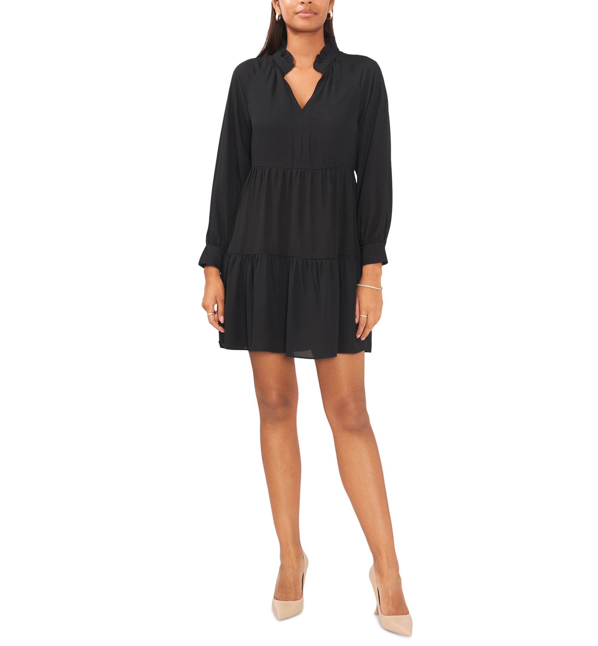 MSK Womens Petites Shift Tiered Babydoll Dress