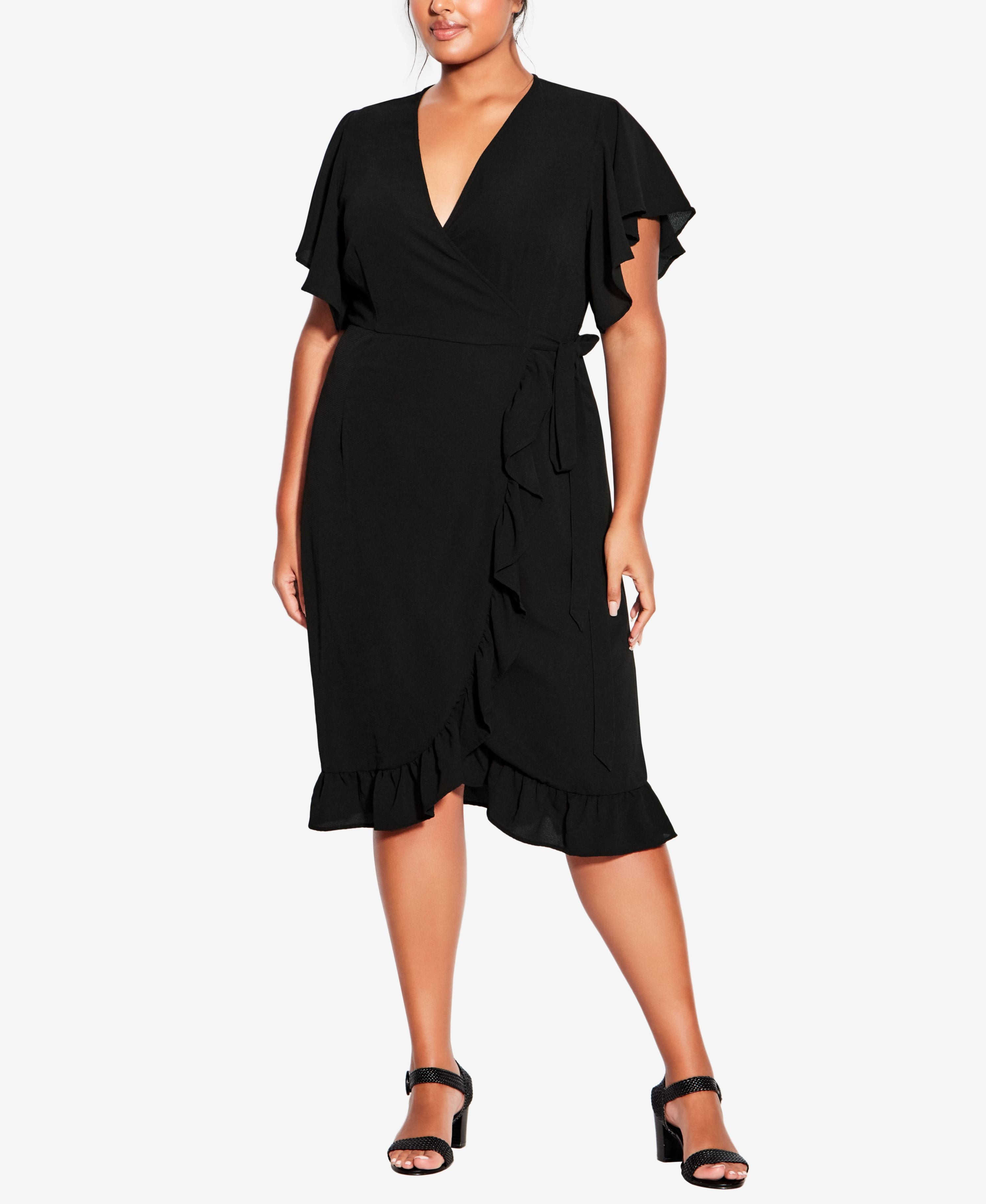 Plus Size It's a Wrap Plain Dress