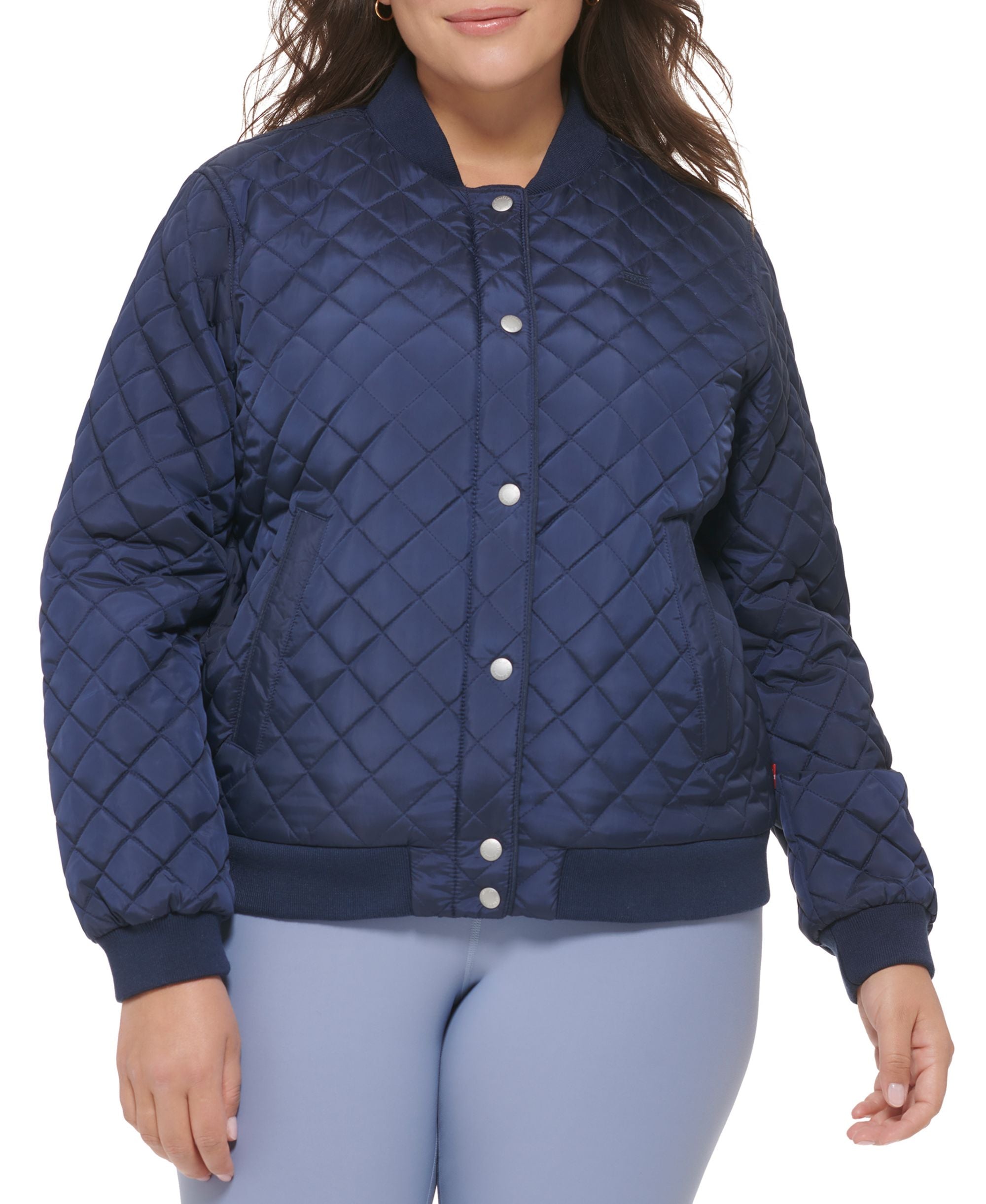 Plus Size Quilted Bomber Jacket