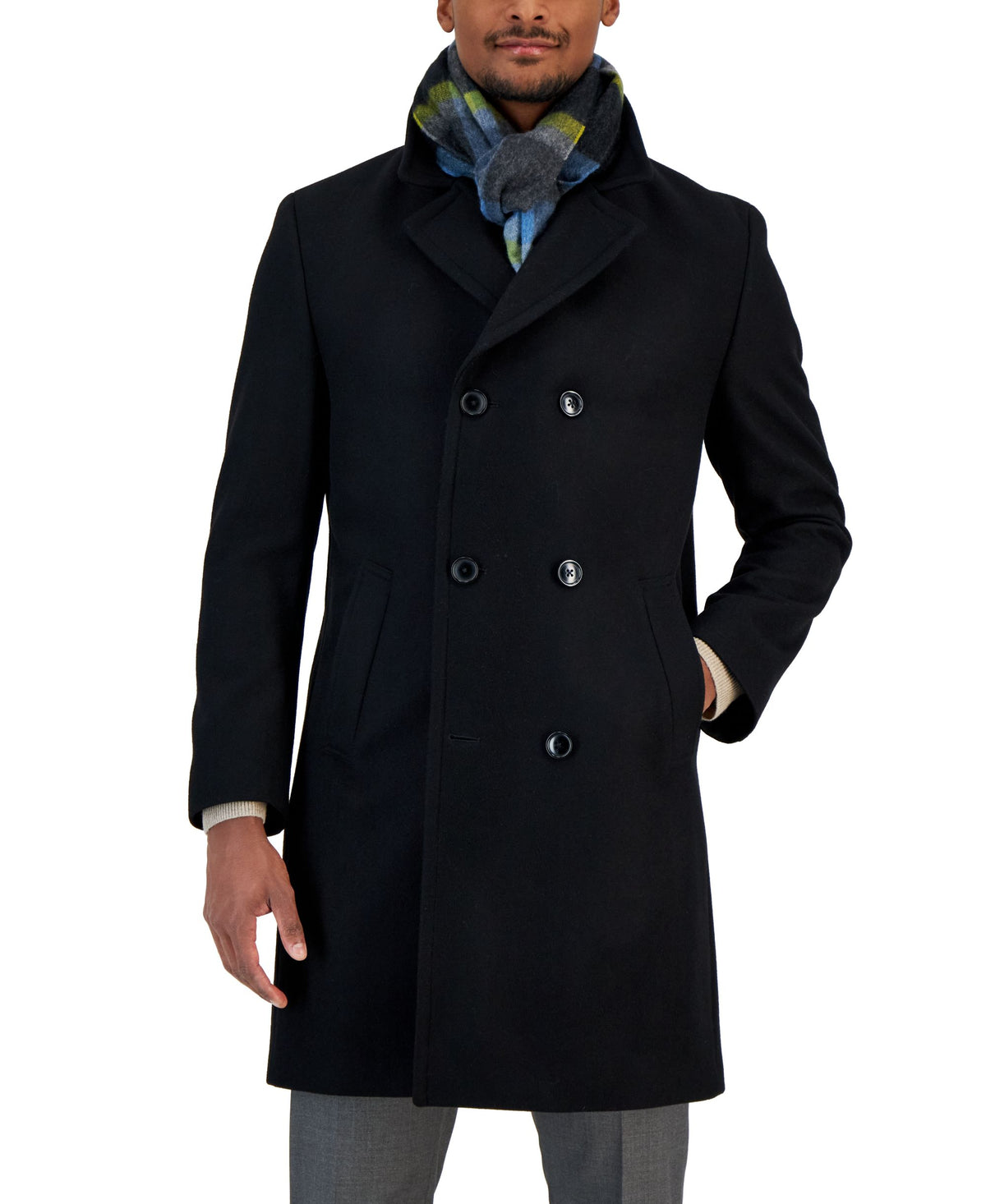 Men's Classic-Fit Double Breasted Wool Overcoat