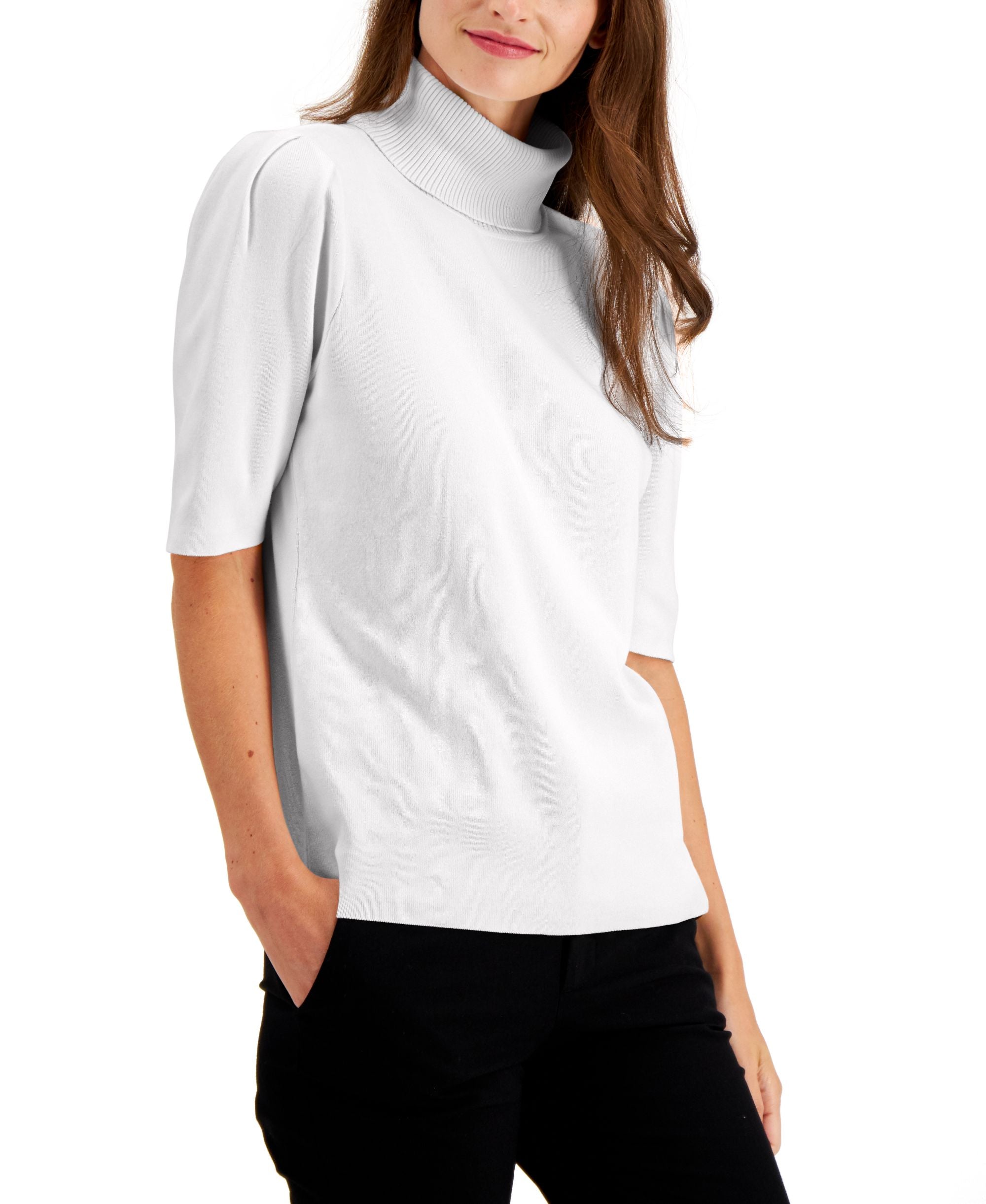 Alfani Womens Elbow Sleeve Turtleneck Sweater