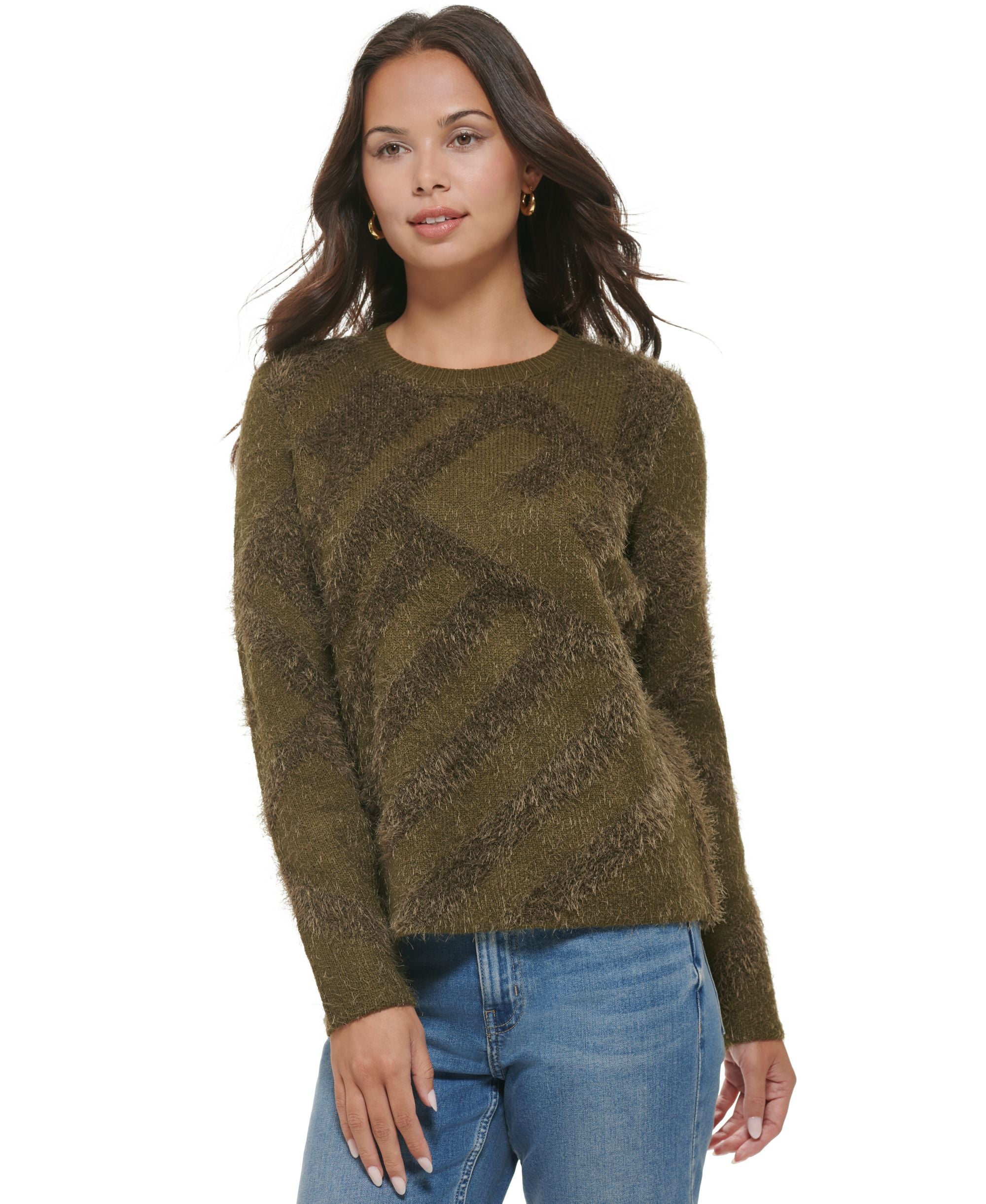 Women's Abstract Eyelash Crewneck Sweater