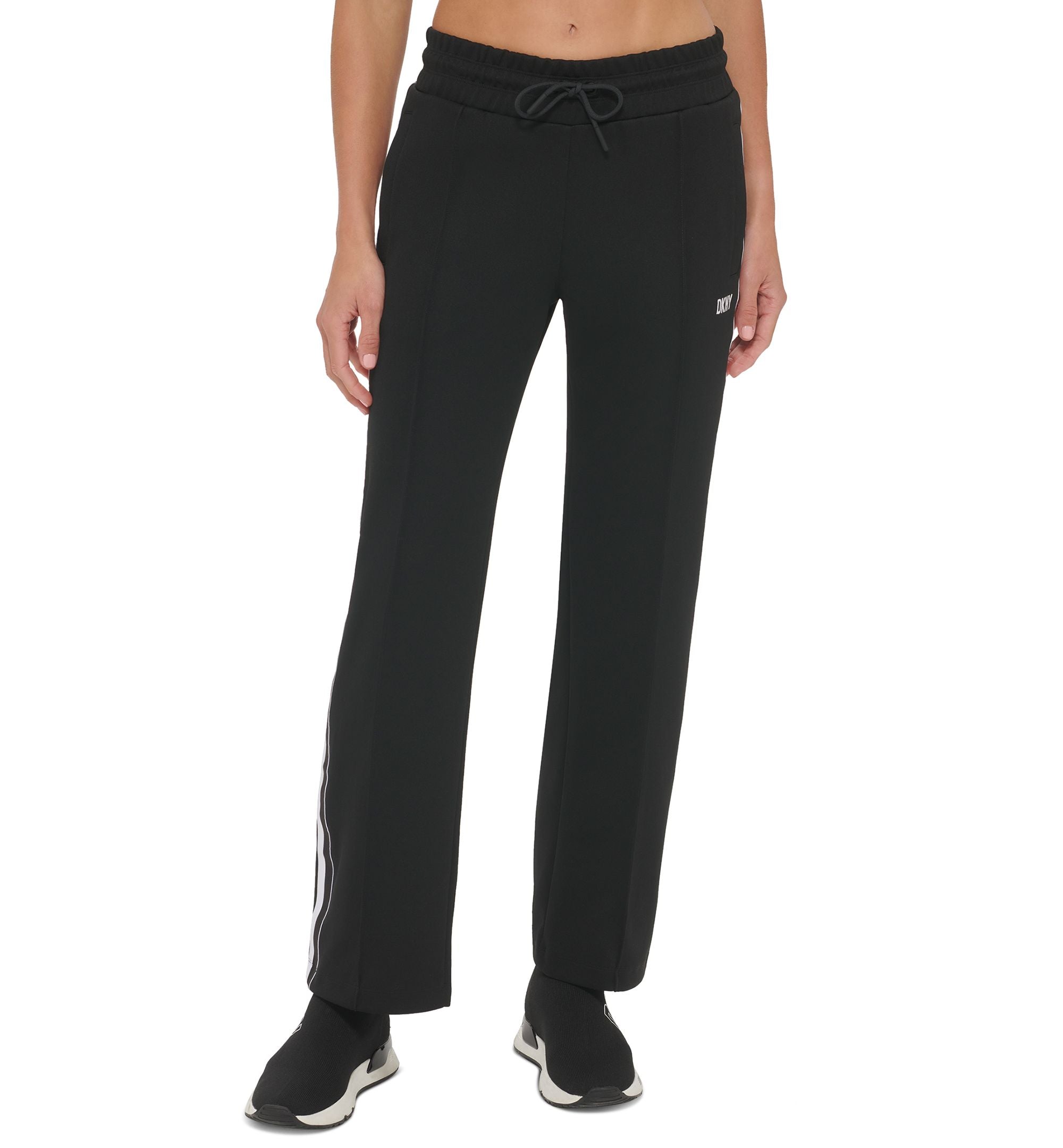 DKNY Sport Womens High Rise Side Stripe Drawstring Pants