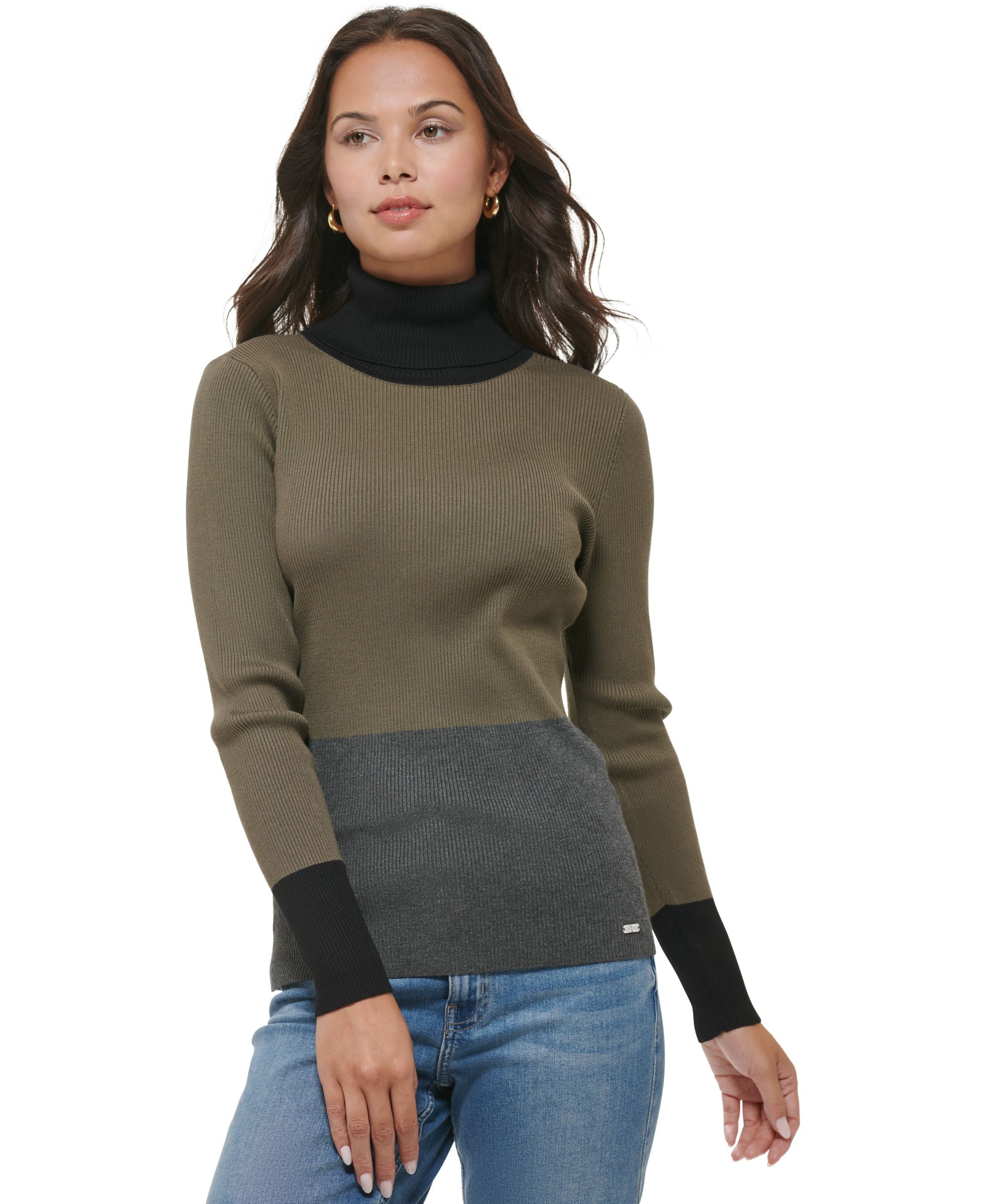 Women's Colorblock Turtleneck Sweater