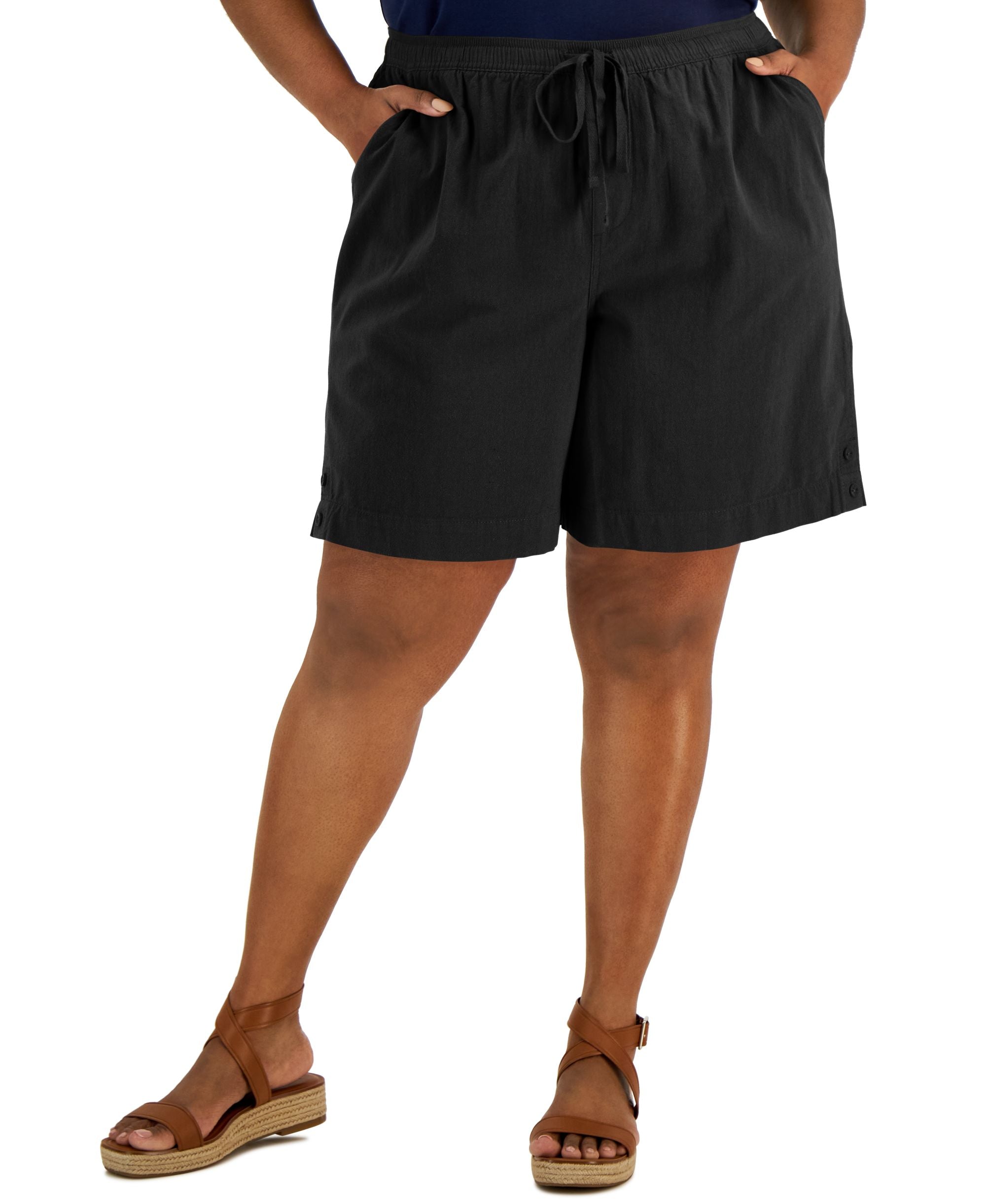 Karen Scott Plus Size Cotton Emelia Pull On Shorts