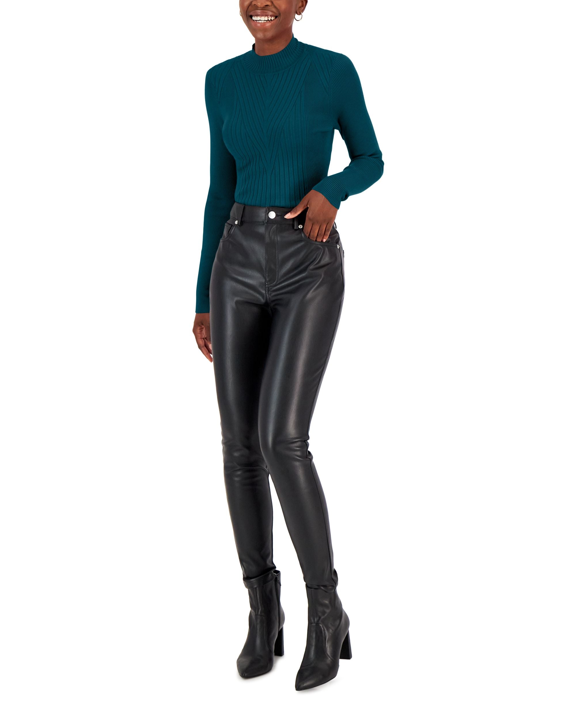 Women's Detail Ribbed Mock Neck Sweater