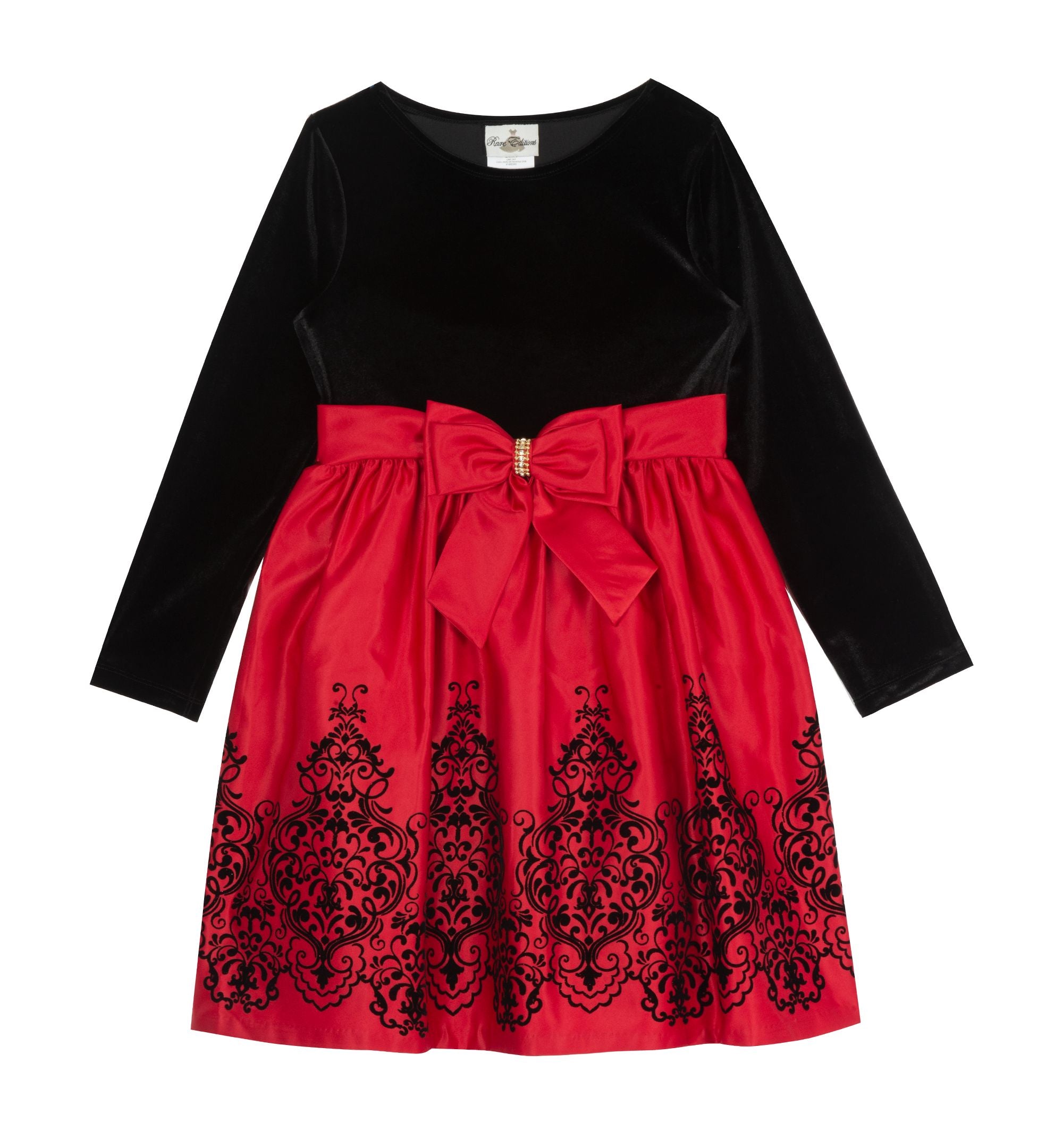 Big Girls Velvet Bodice Dress With Satin Skirt