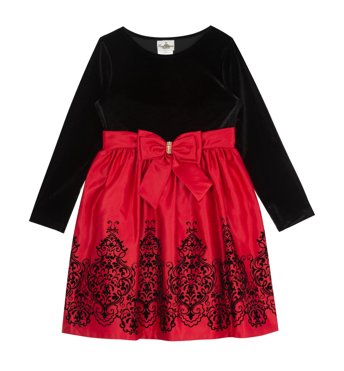 Big Girls Velvet Bodice Dress With Satin Skirt