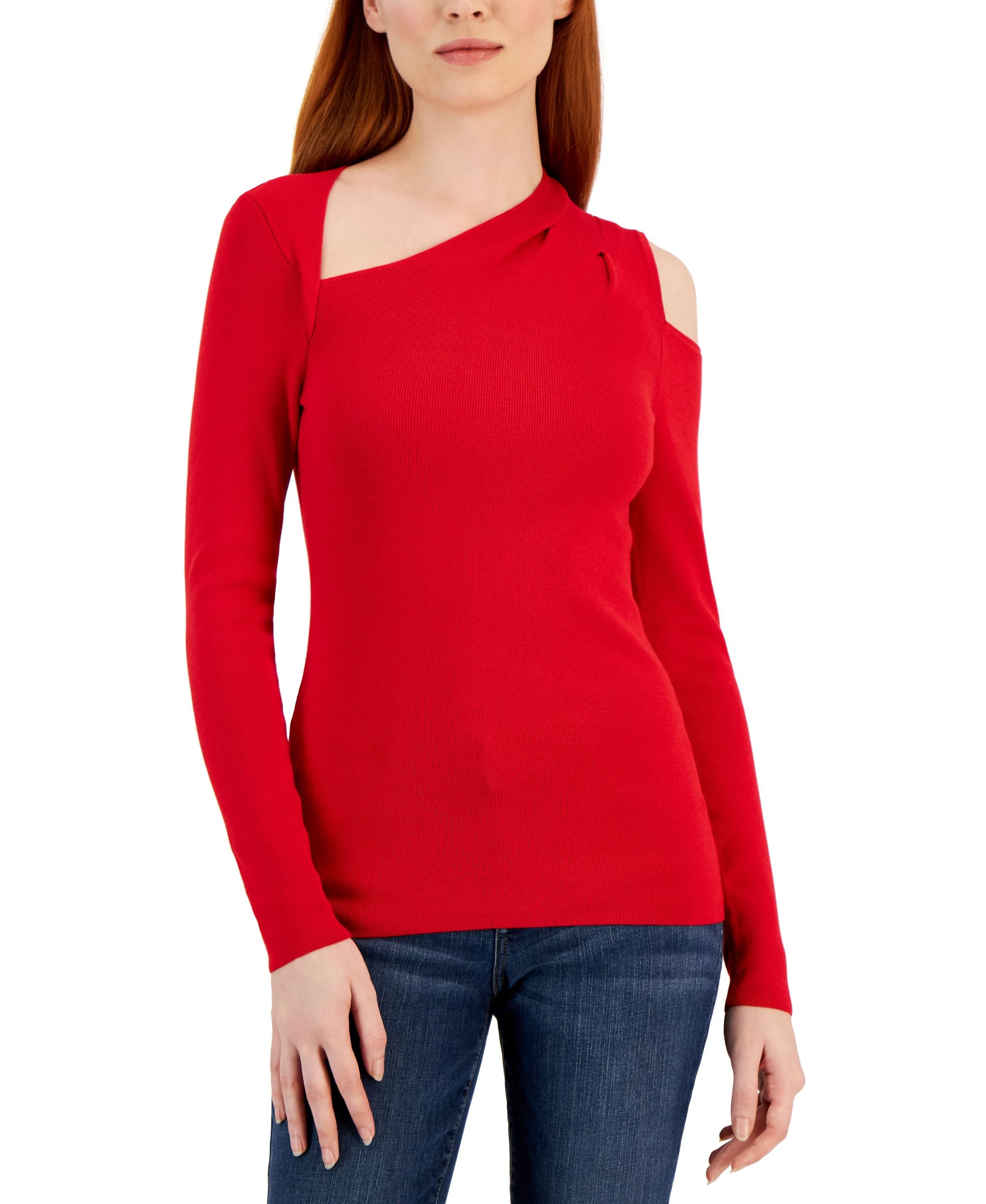 Asymmetrical Cold-Shoulder Sweater