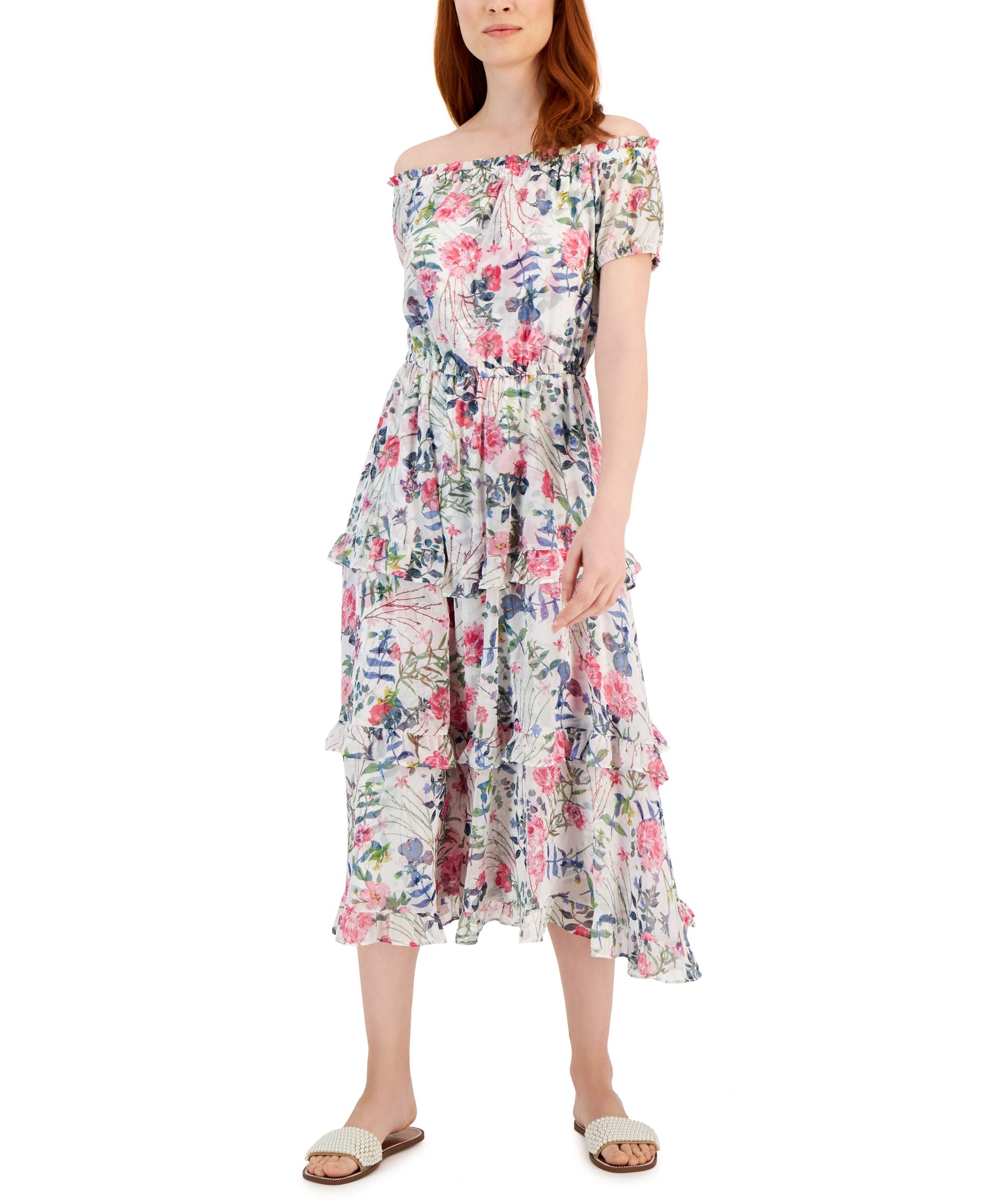 Women's Floral Print Off-The-Shoulder Maxi Dress