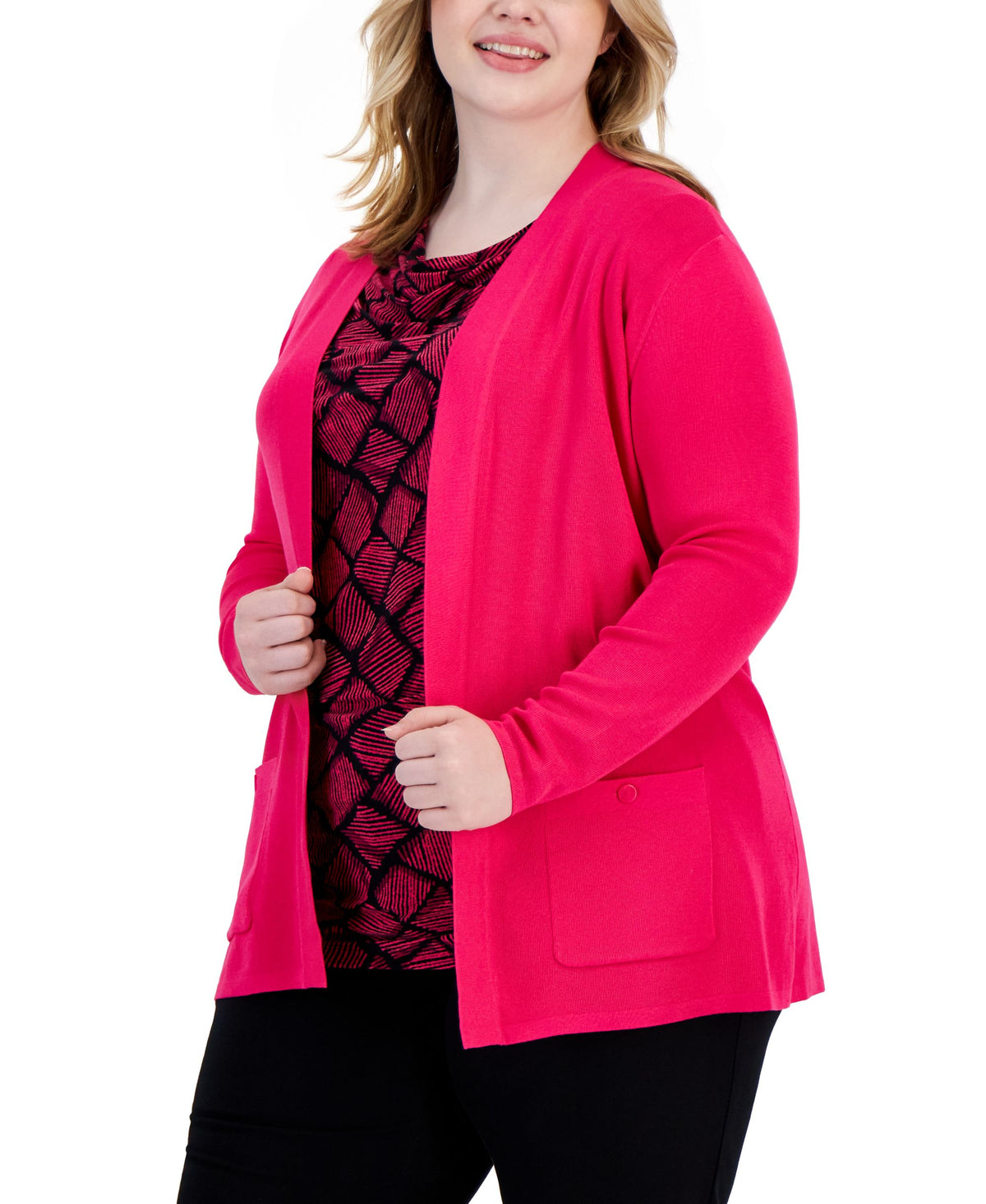 Plus Size Open-Front Cardigan