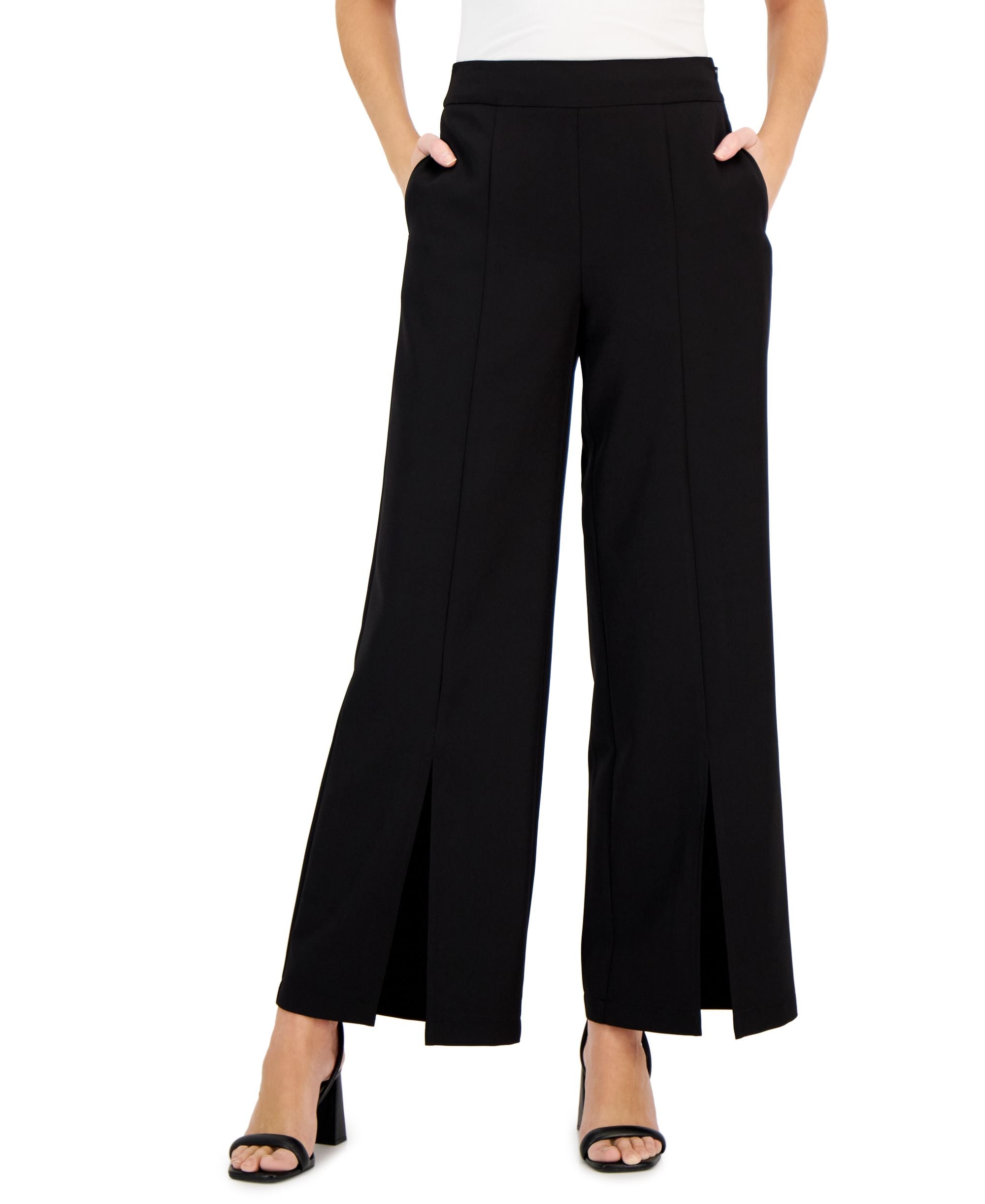 Women's High-Rise Front-Slit Flare-Leg Pants