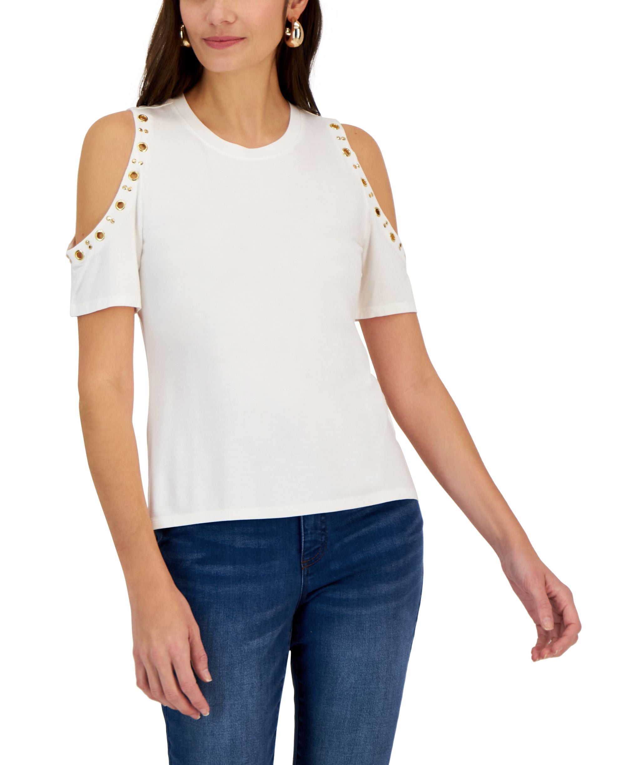 Women's Grommet Cold-Shoulder Top