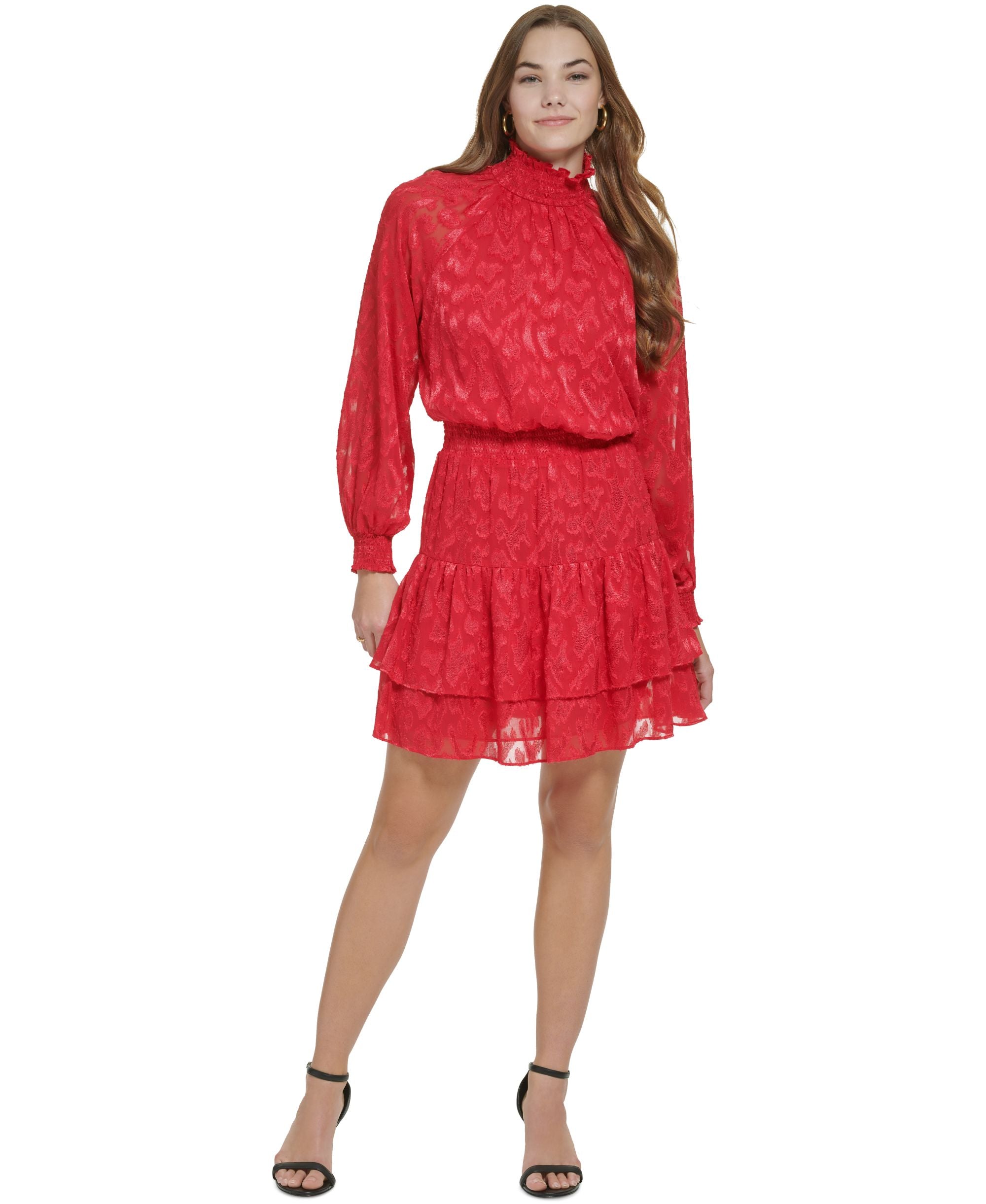 Calvin Klein Womens Long Sleeve Mock Neck Dress