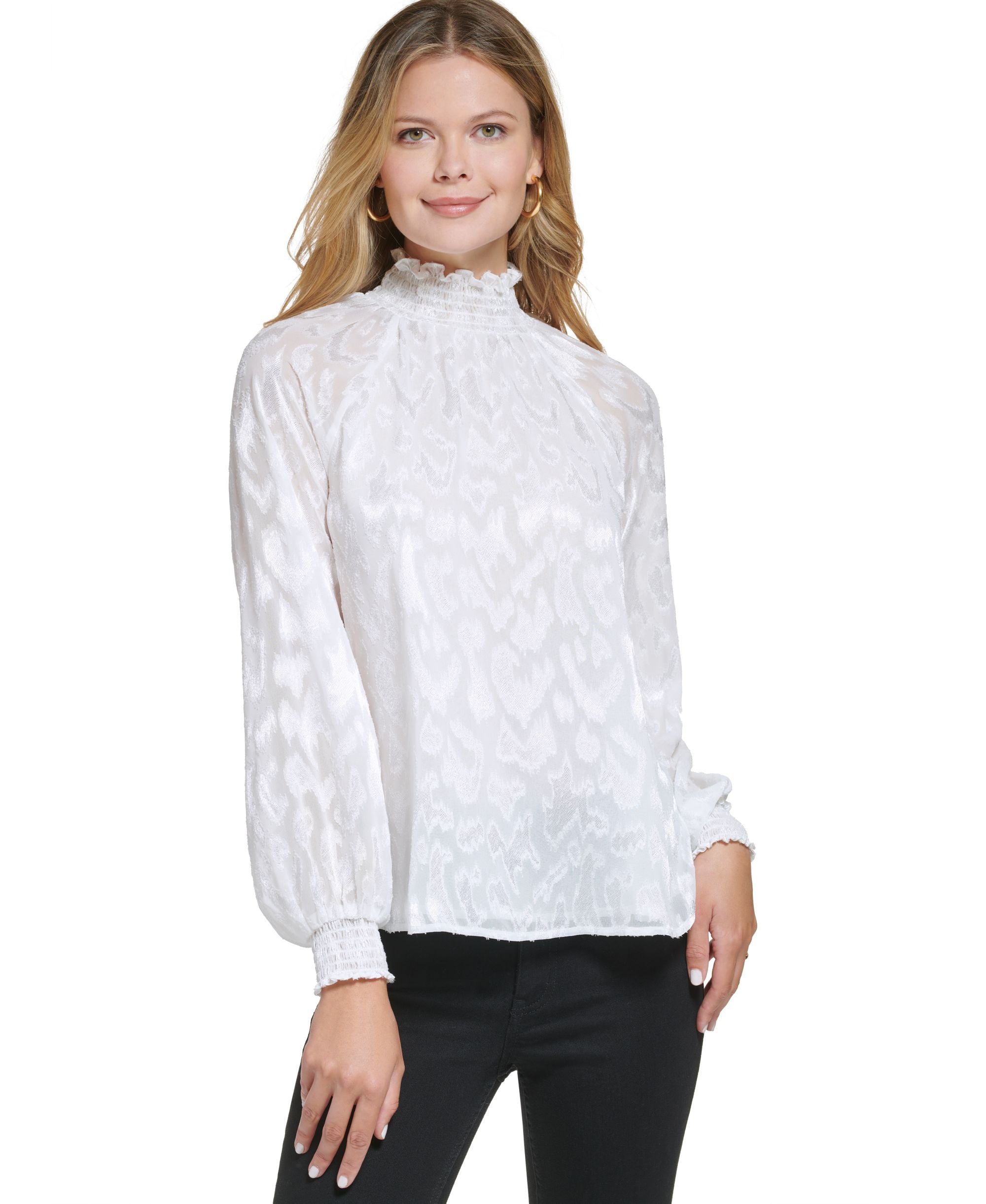 Women's Long Sleeve Mock Neck Blouse