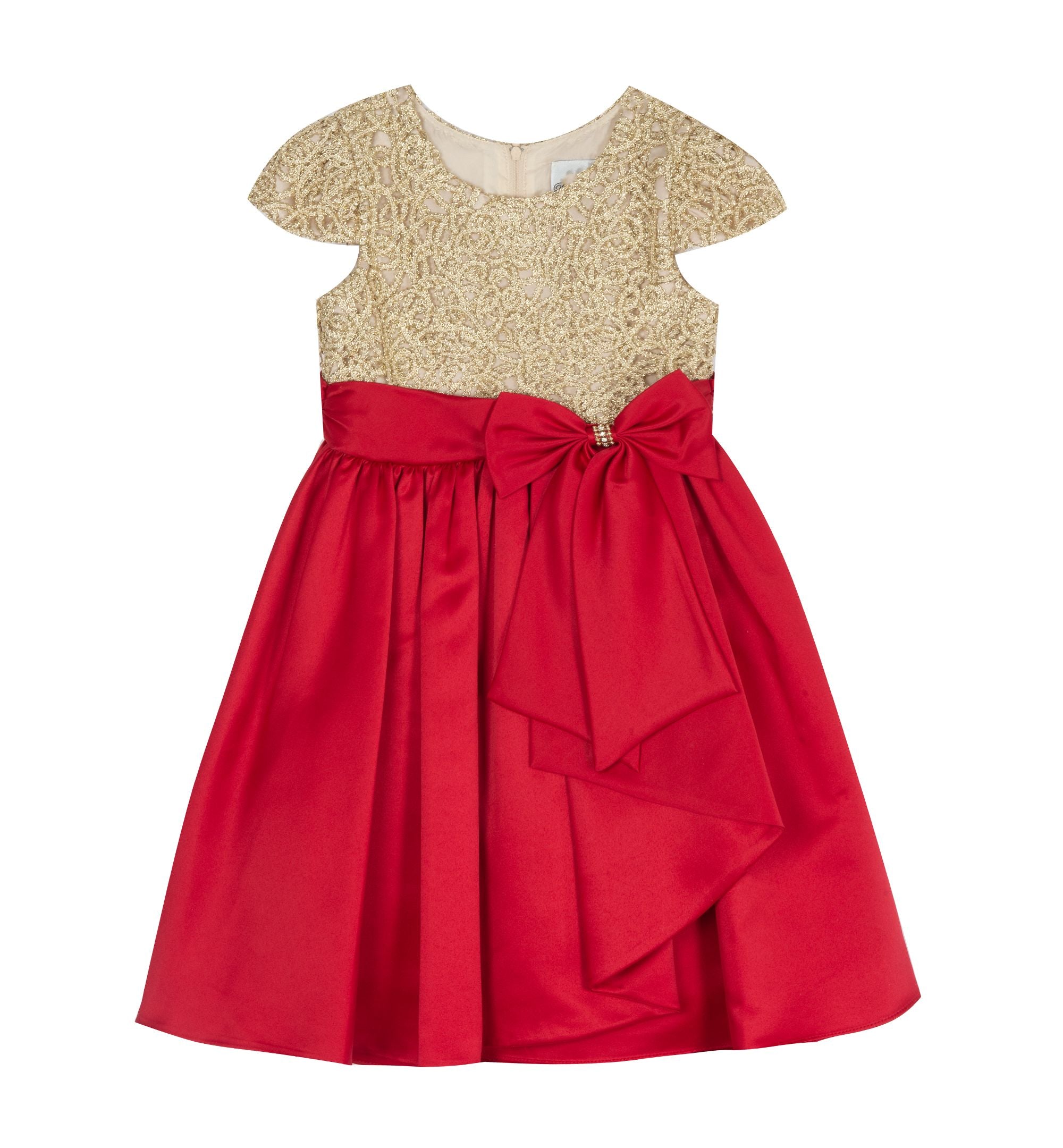Little Girls High Low Skirt Dress With Cascade Bow