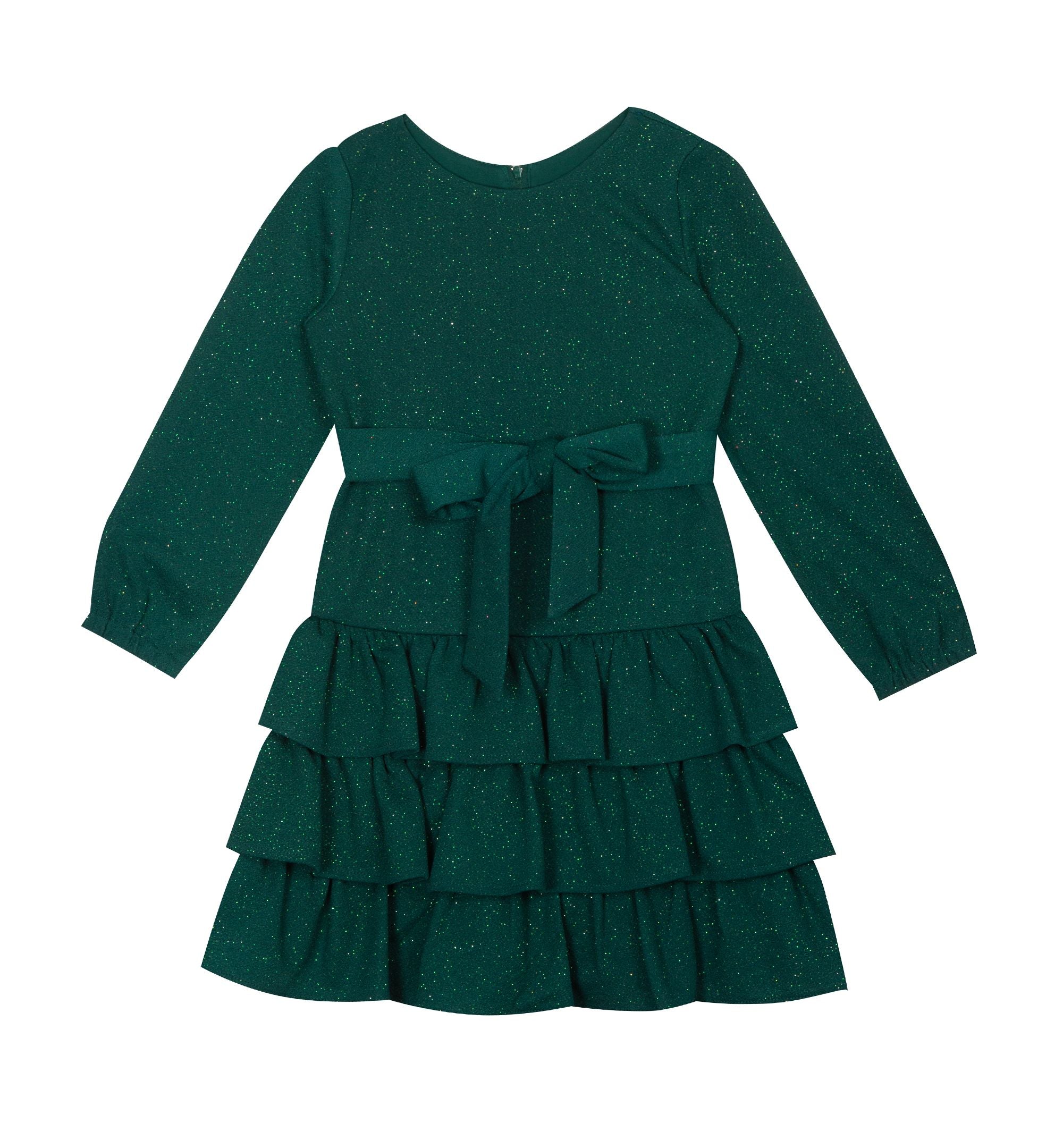 Toddler Girl Glitter Knit Dress With Tiered Ruffle Skirt