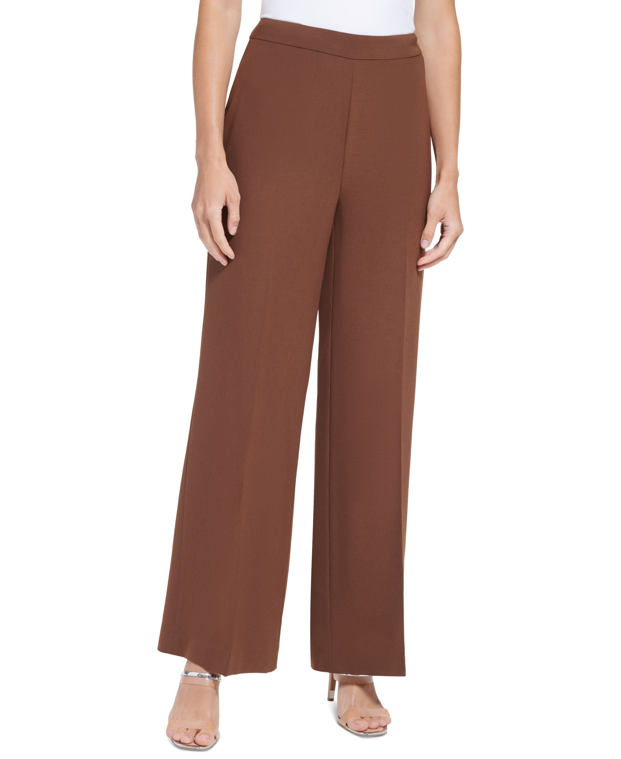Petite High-Rise Wide-Leg Side-Zip Pants
