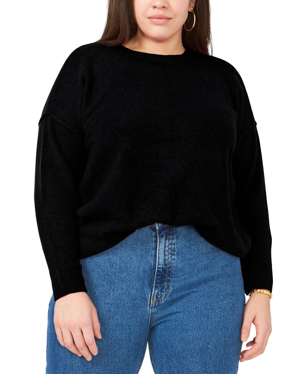 Vince Camuto Plus Size Crewneck Sweater Silver