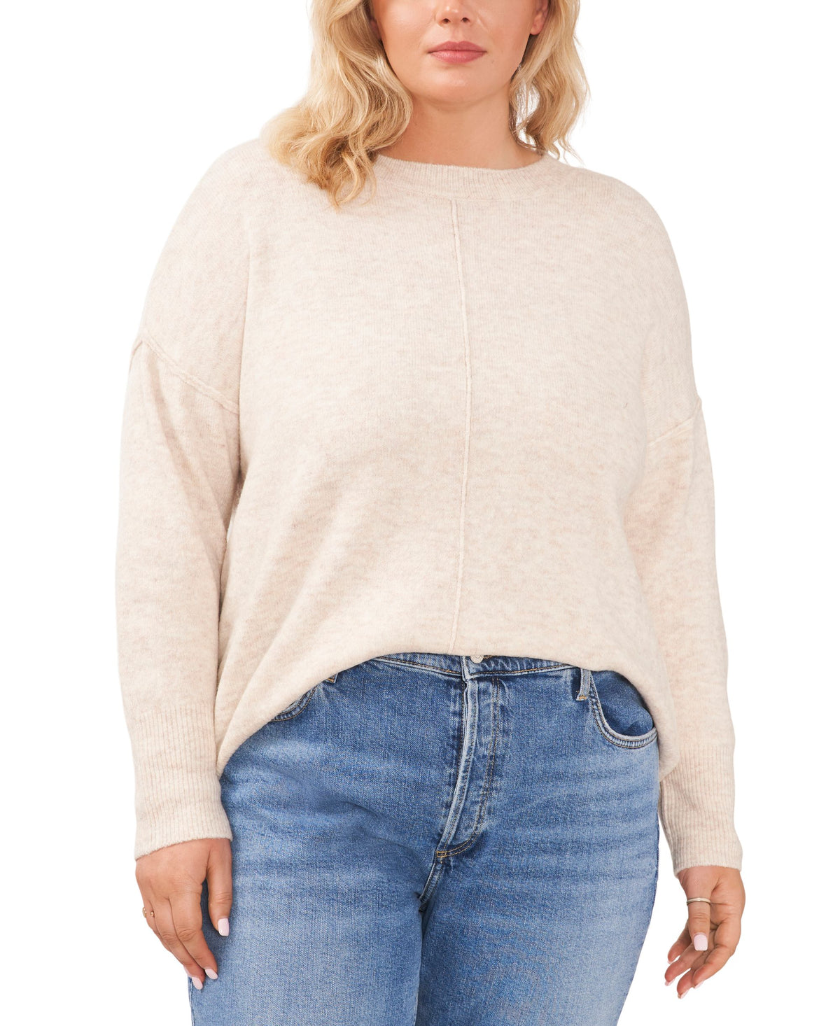 Vince Camuto Plus Size Crewneck Sweater Silver