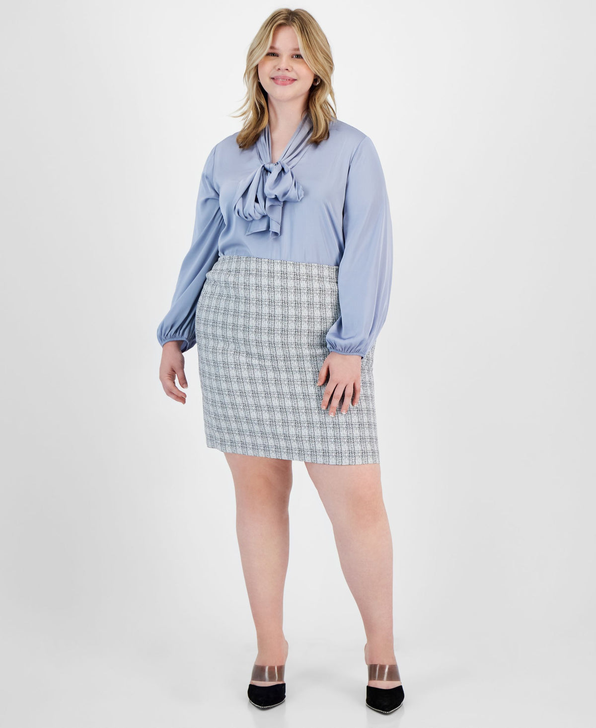 Plus Size Tweed Pencil Skirt