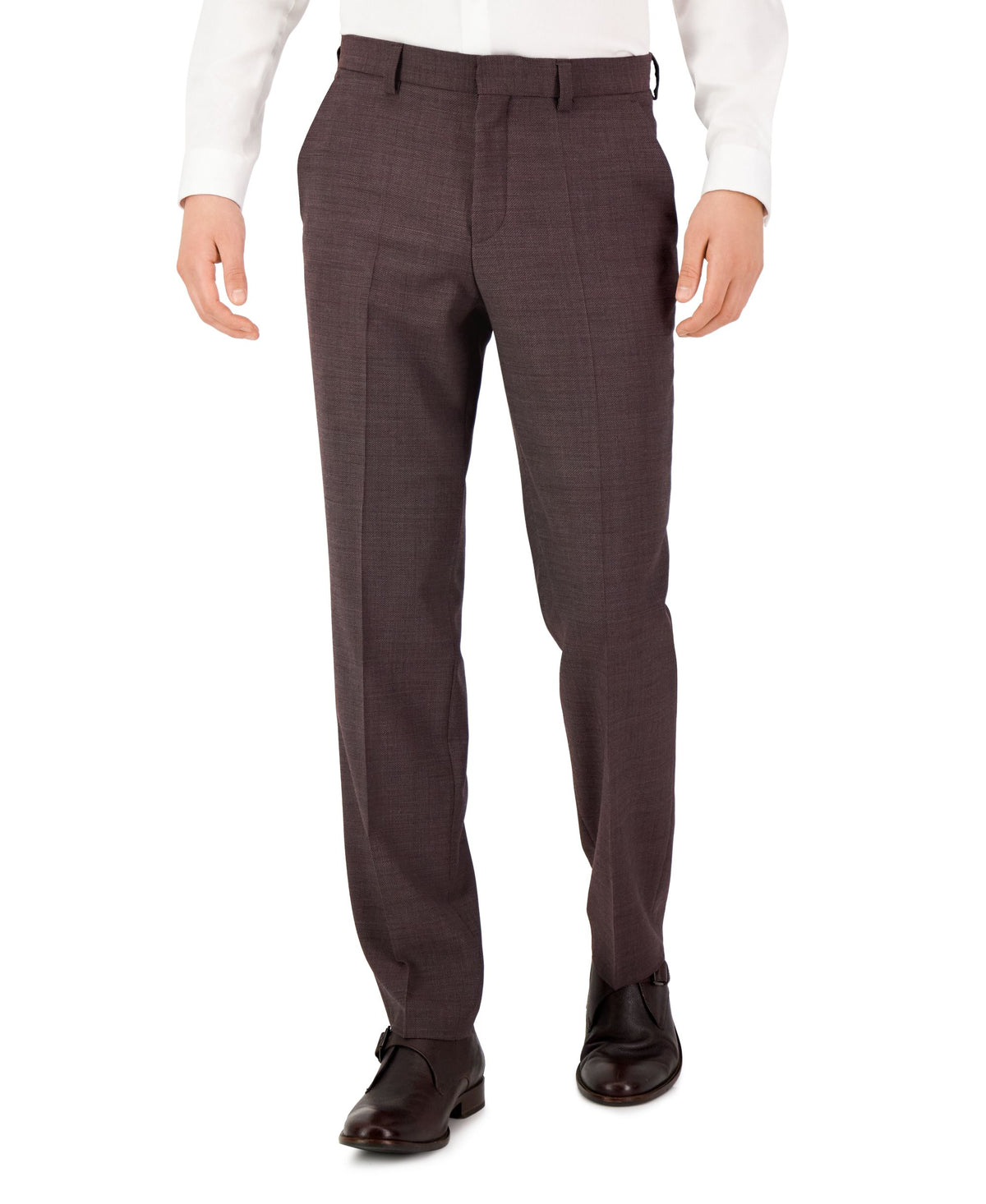 Men's Wool Blend Classic-Fit UltraFlex Stretch Double-Reverse Pleated Dress Pants