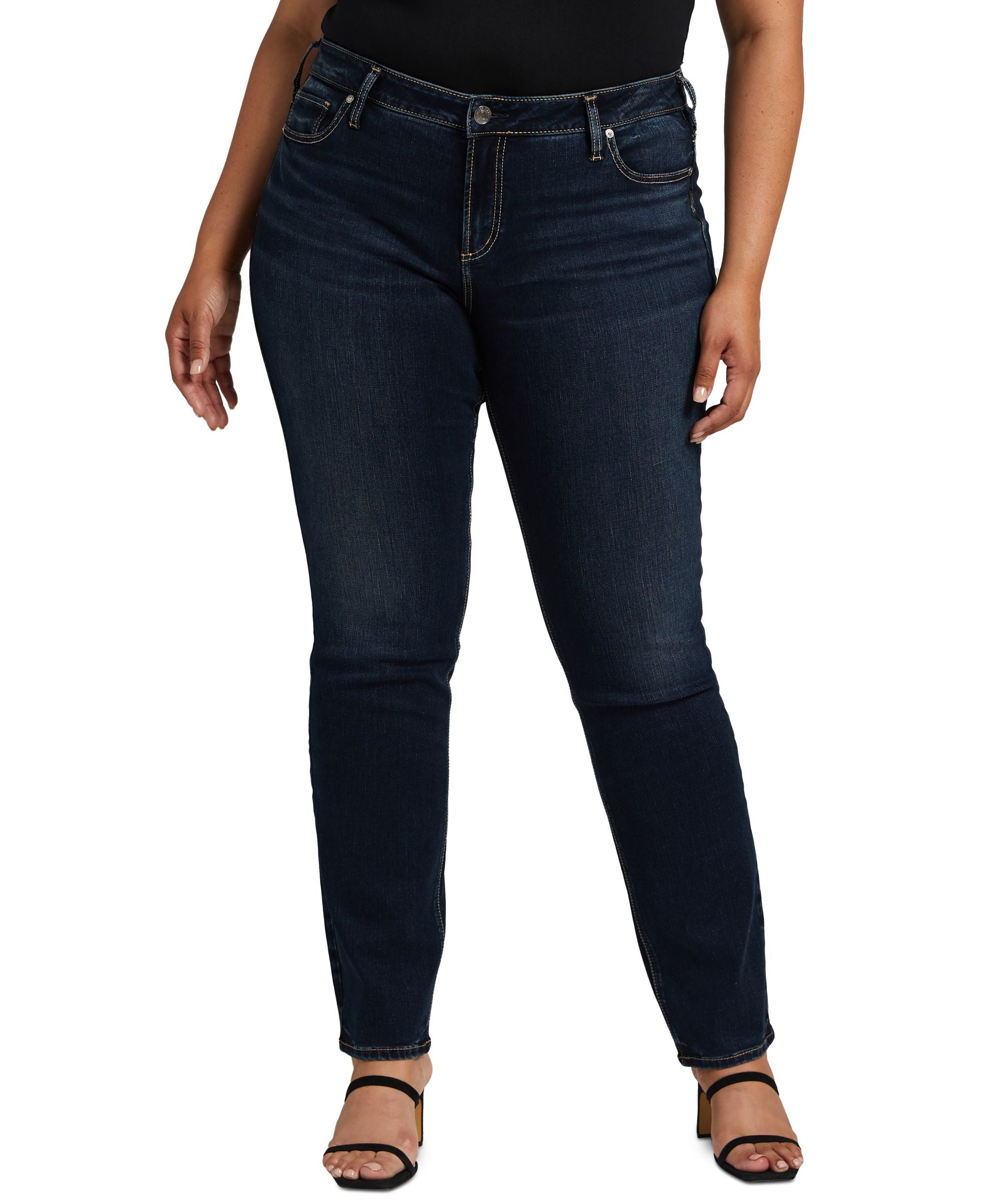 Plus Size Elyse Mid-Rise Straight-Leg Jeans