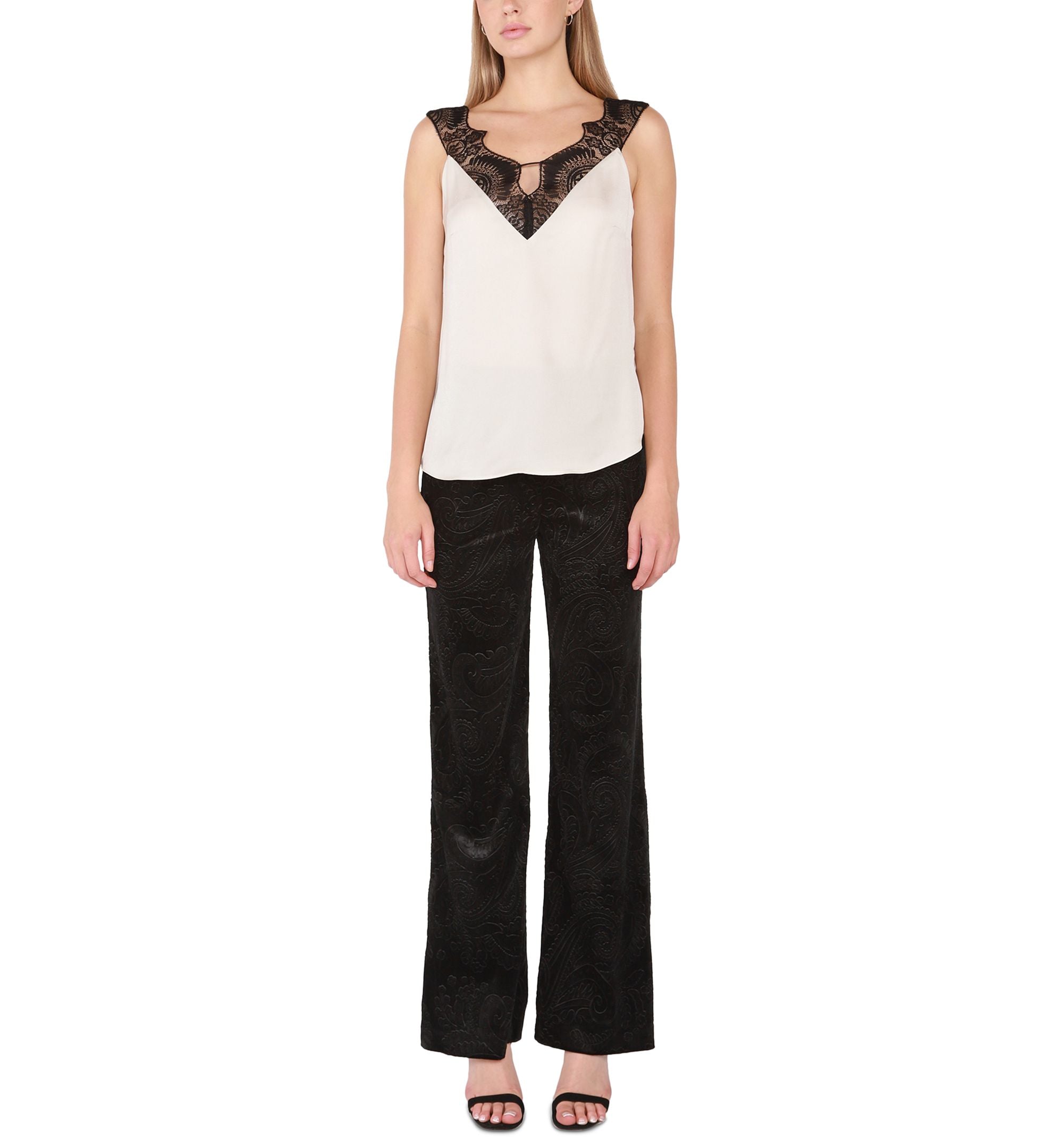 Petite Embossed Velvet Wide-Leg Pants