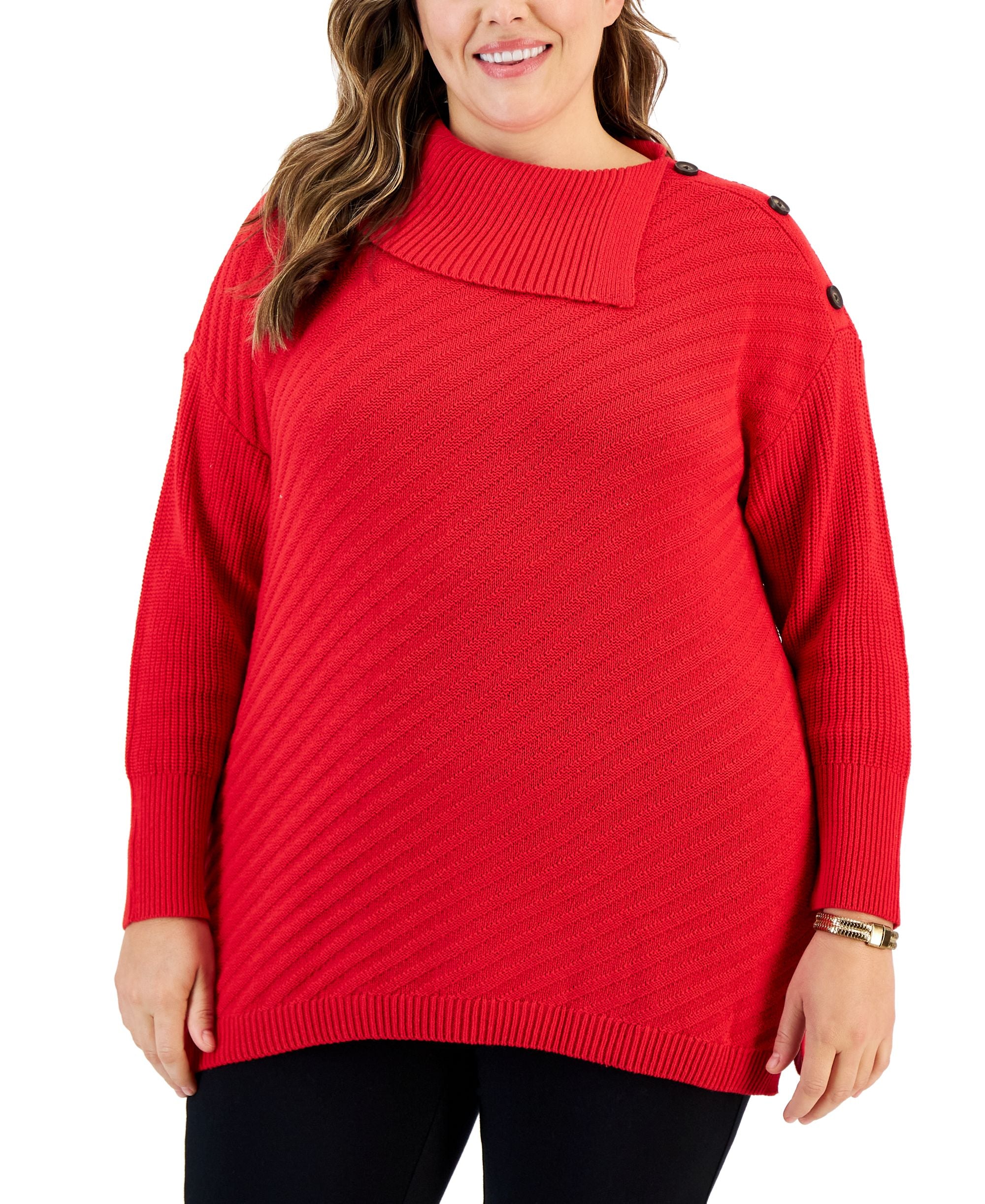 Style & Co Plus Size Envelope Neck Tunic Sweater
