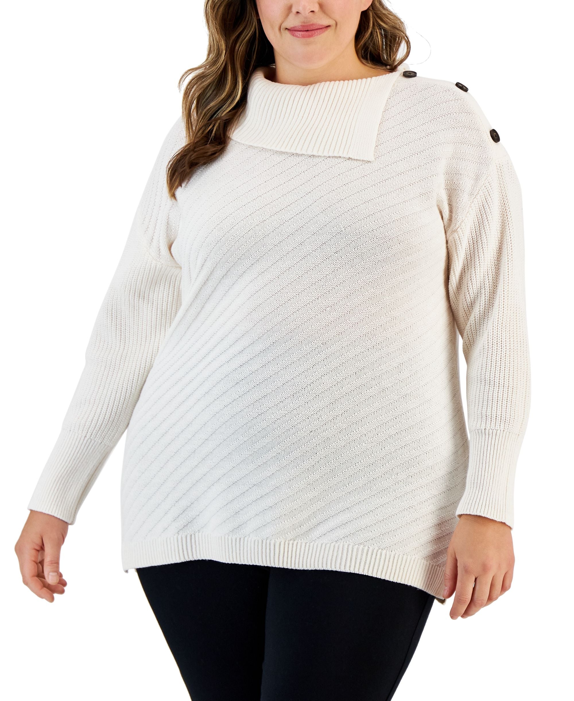Style & Co Plus Size Envelope Neck Tunic Sweater