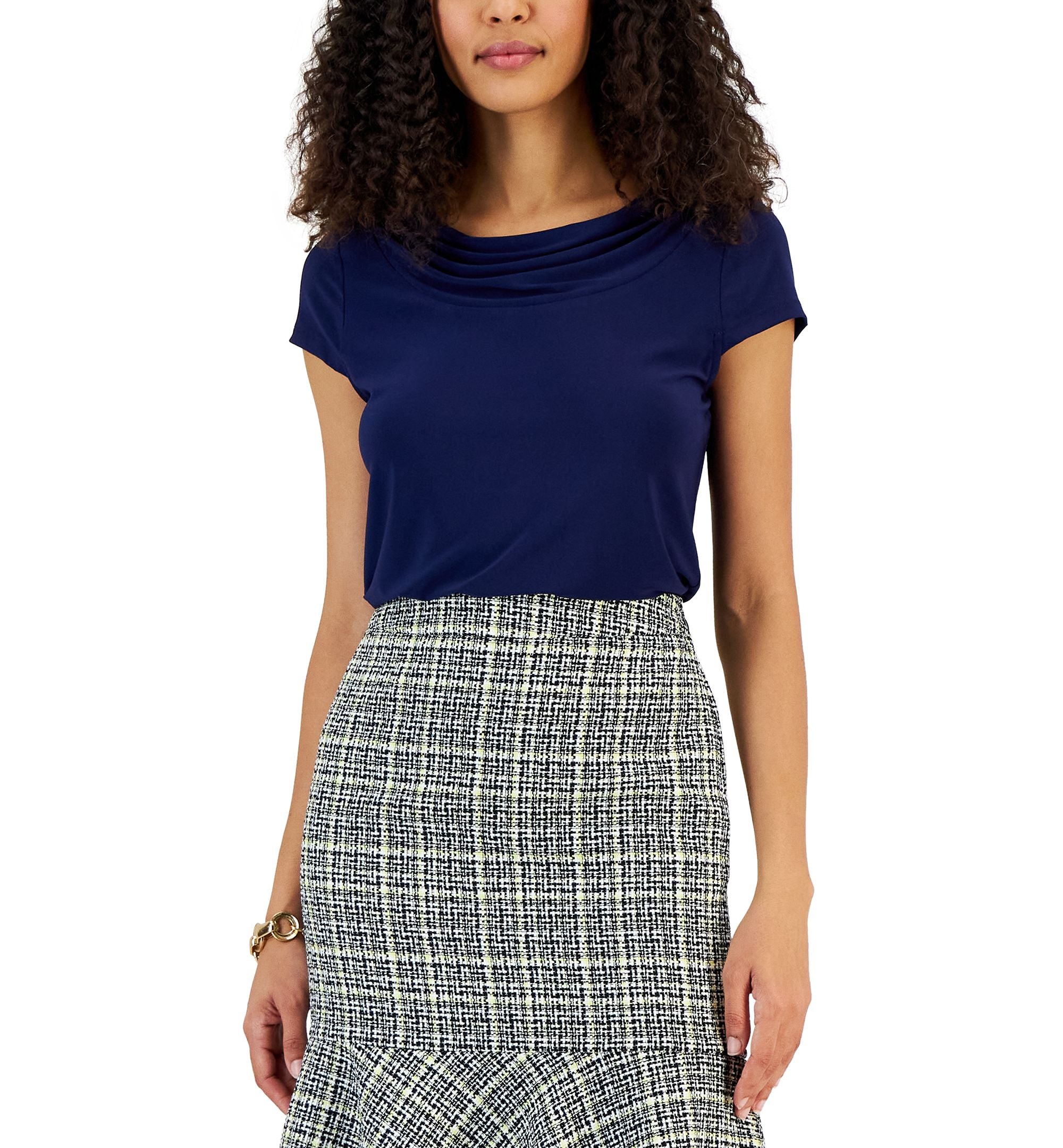 Women's Cowl-Neck Short-Sleeve Top