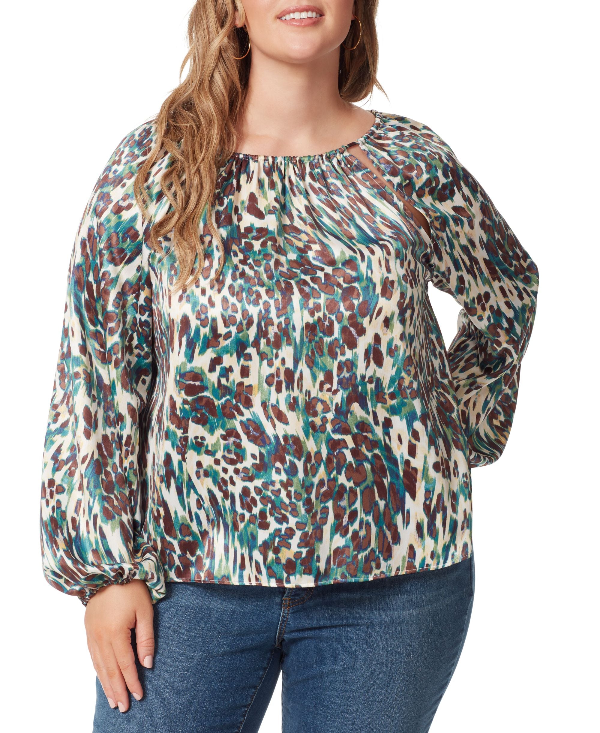 Trendy Plus Size Layla Cutout Blouson-Sleeve Top