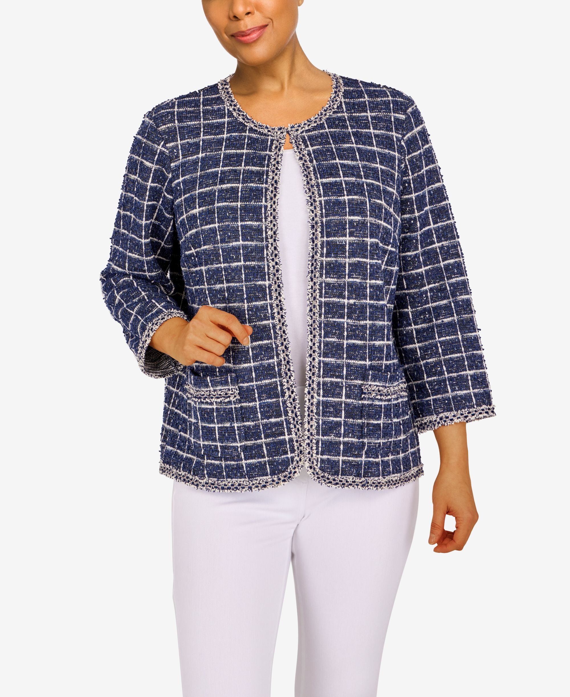 Women's Sloane Street Shimmer Boucle with Fringe Trim Jacket