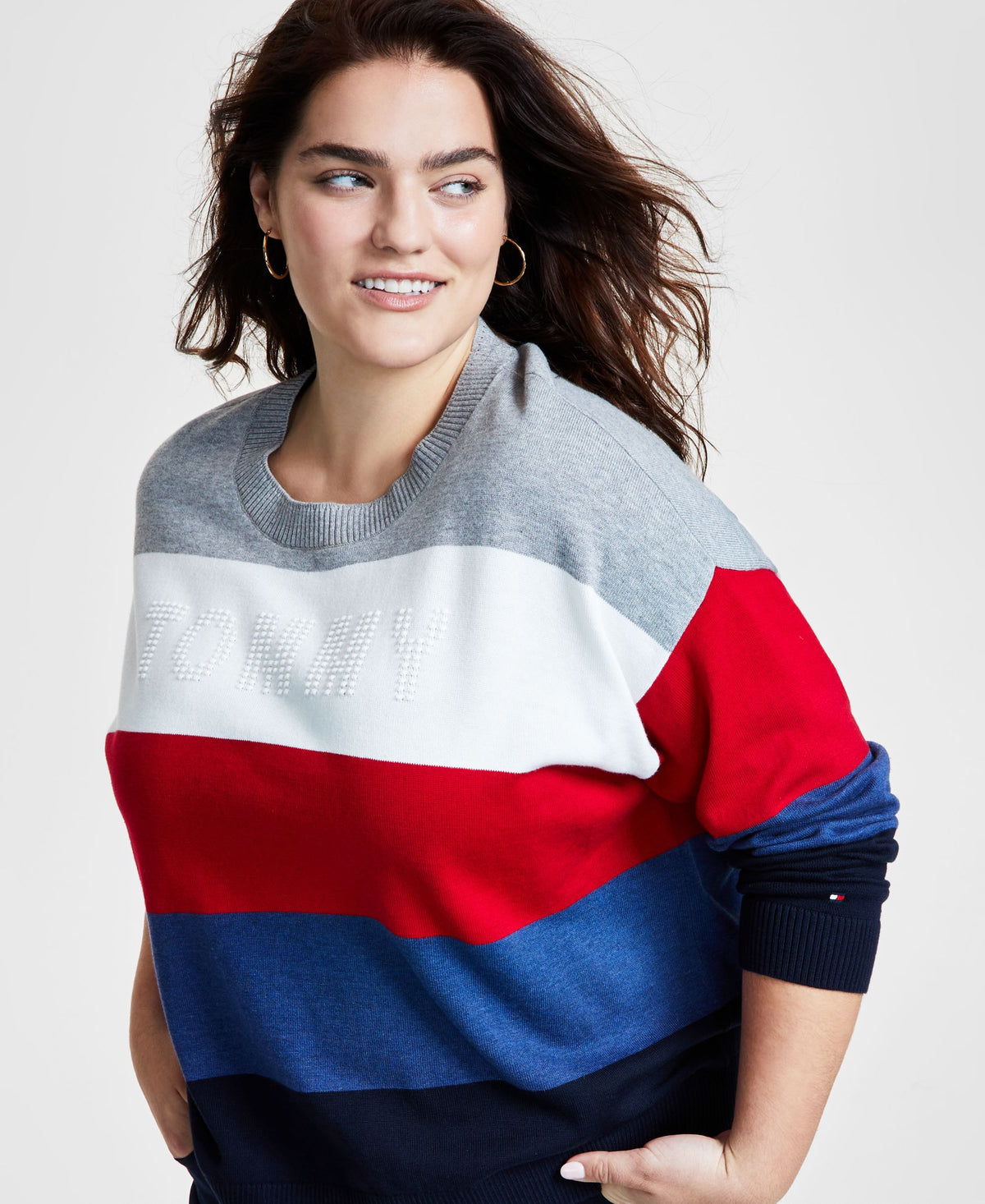 Tommy Hilfiger Plus Size Striped Bubble Sweater