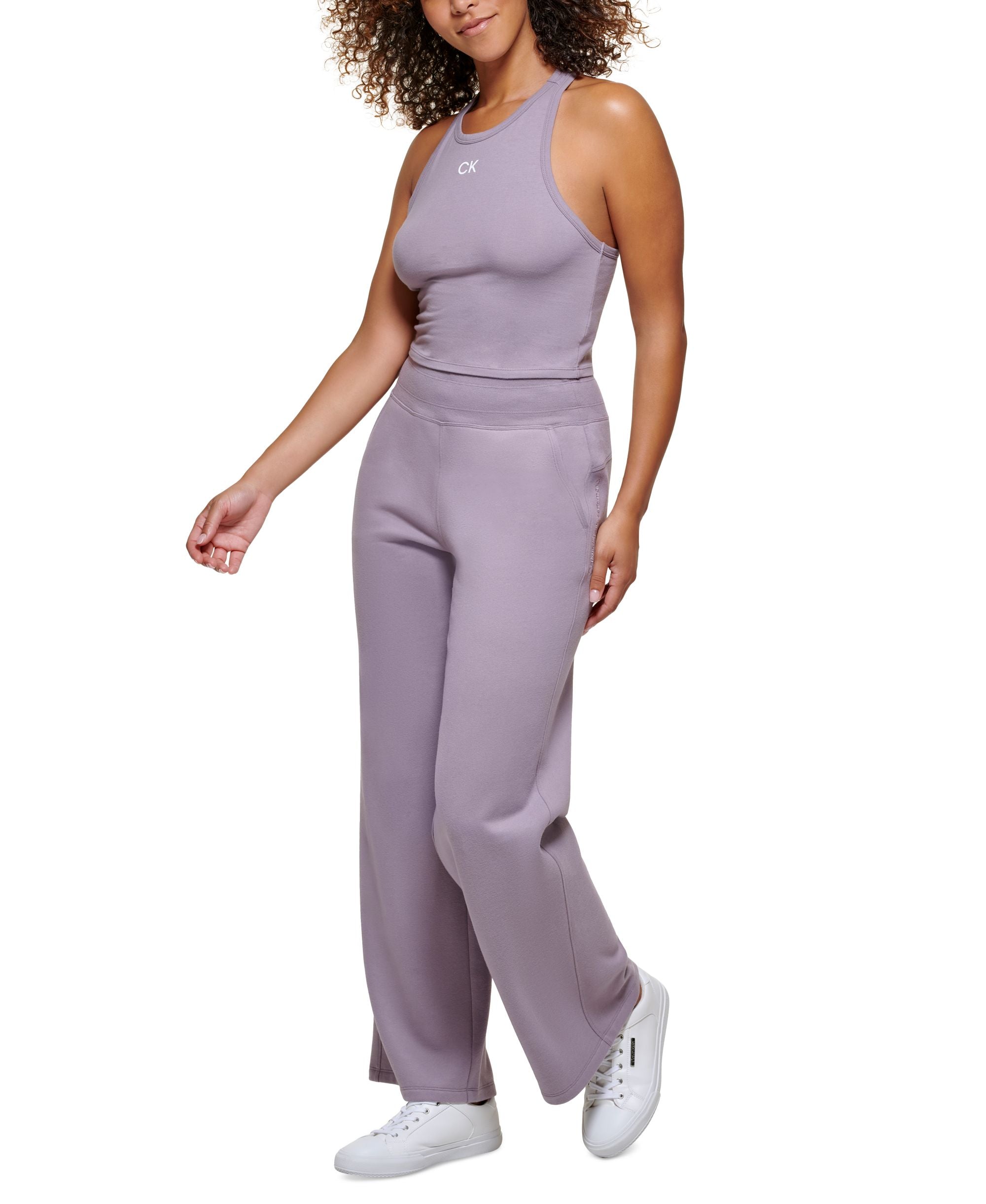 Calvin Klein Performance Womens Wide Leg Fleece High Waist Pant