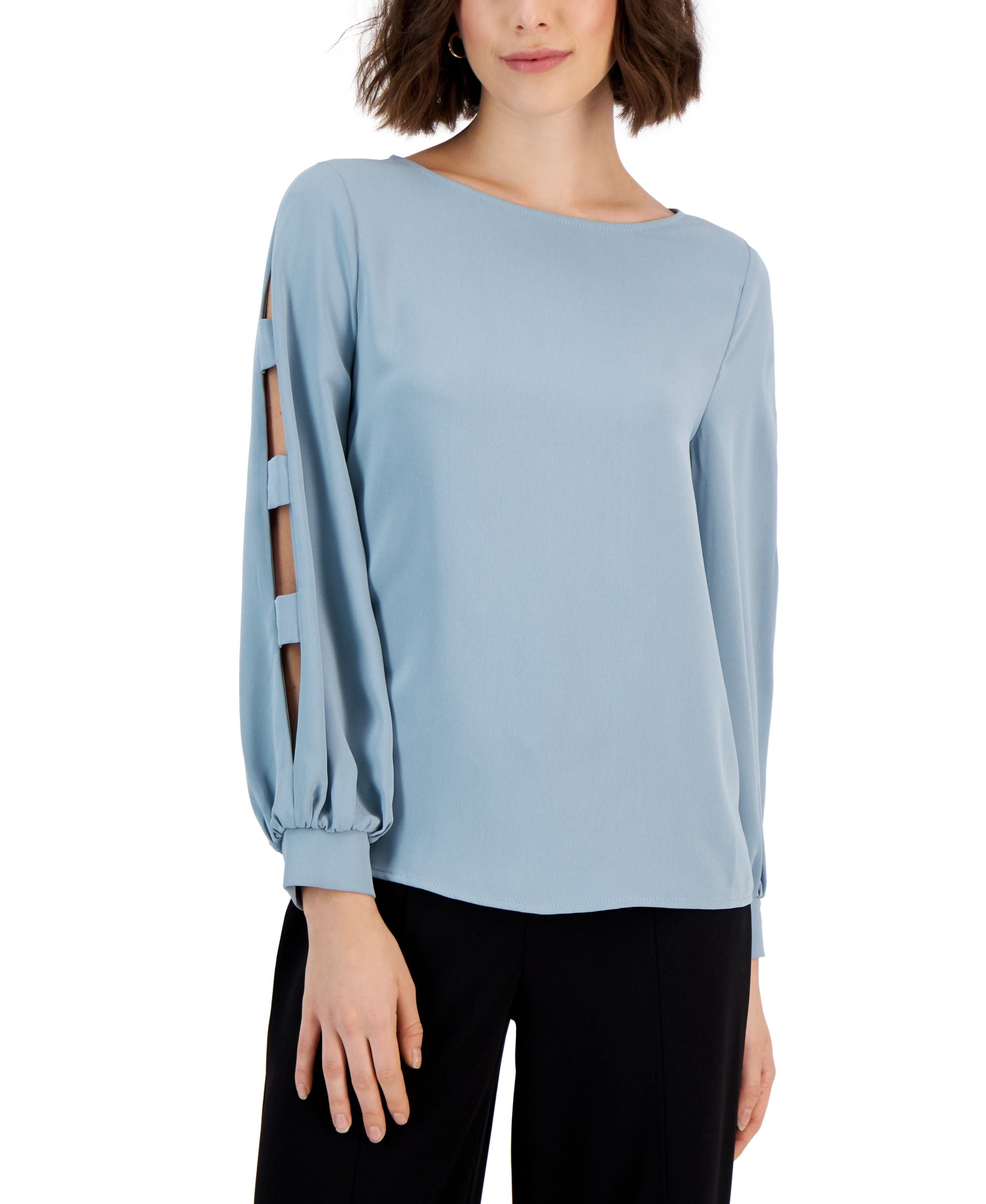 Women's Cutout-Sleeve Boat-Neck Blouse