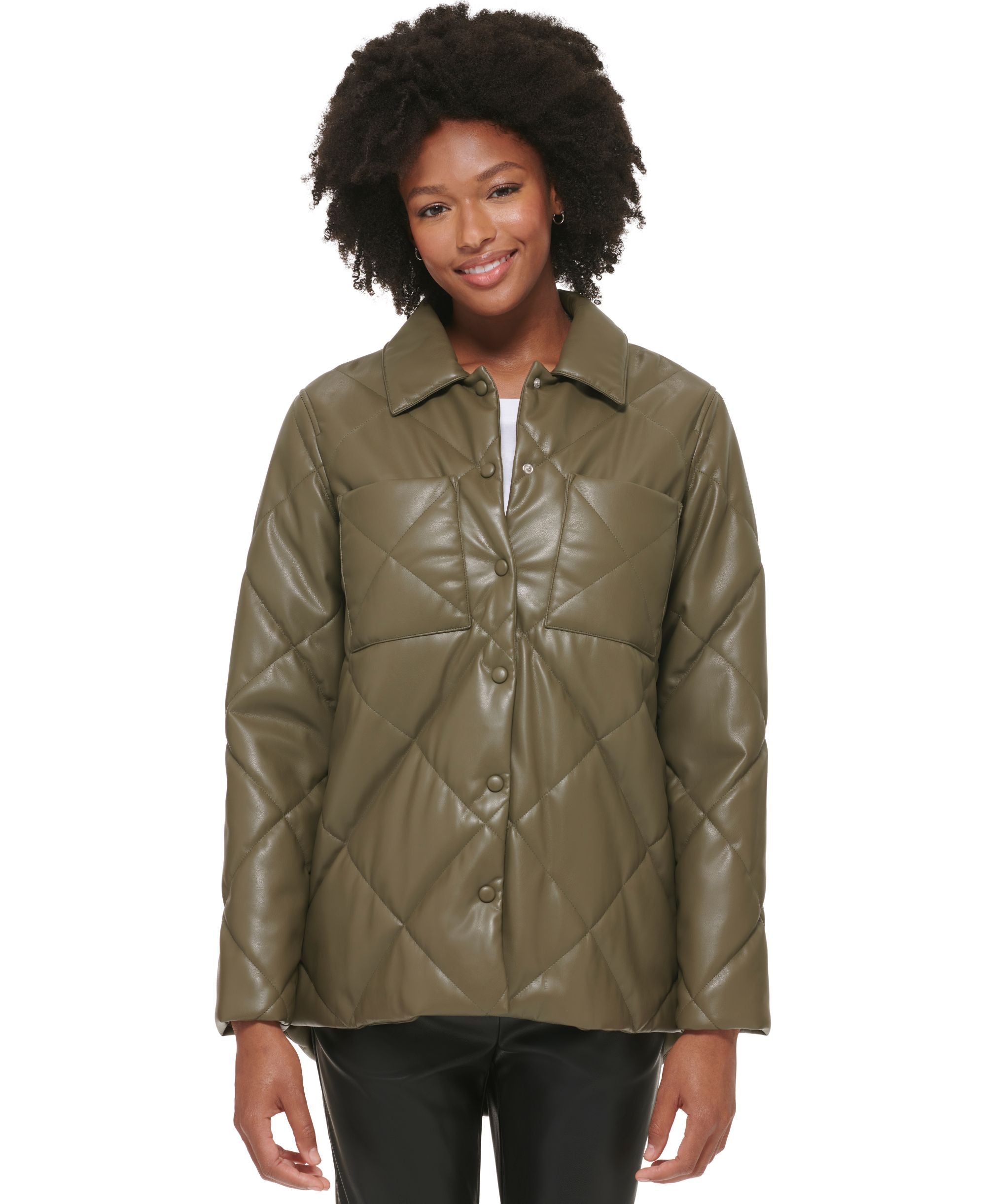 Women's Faux Leather Quilted Jacket
