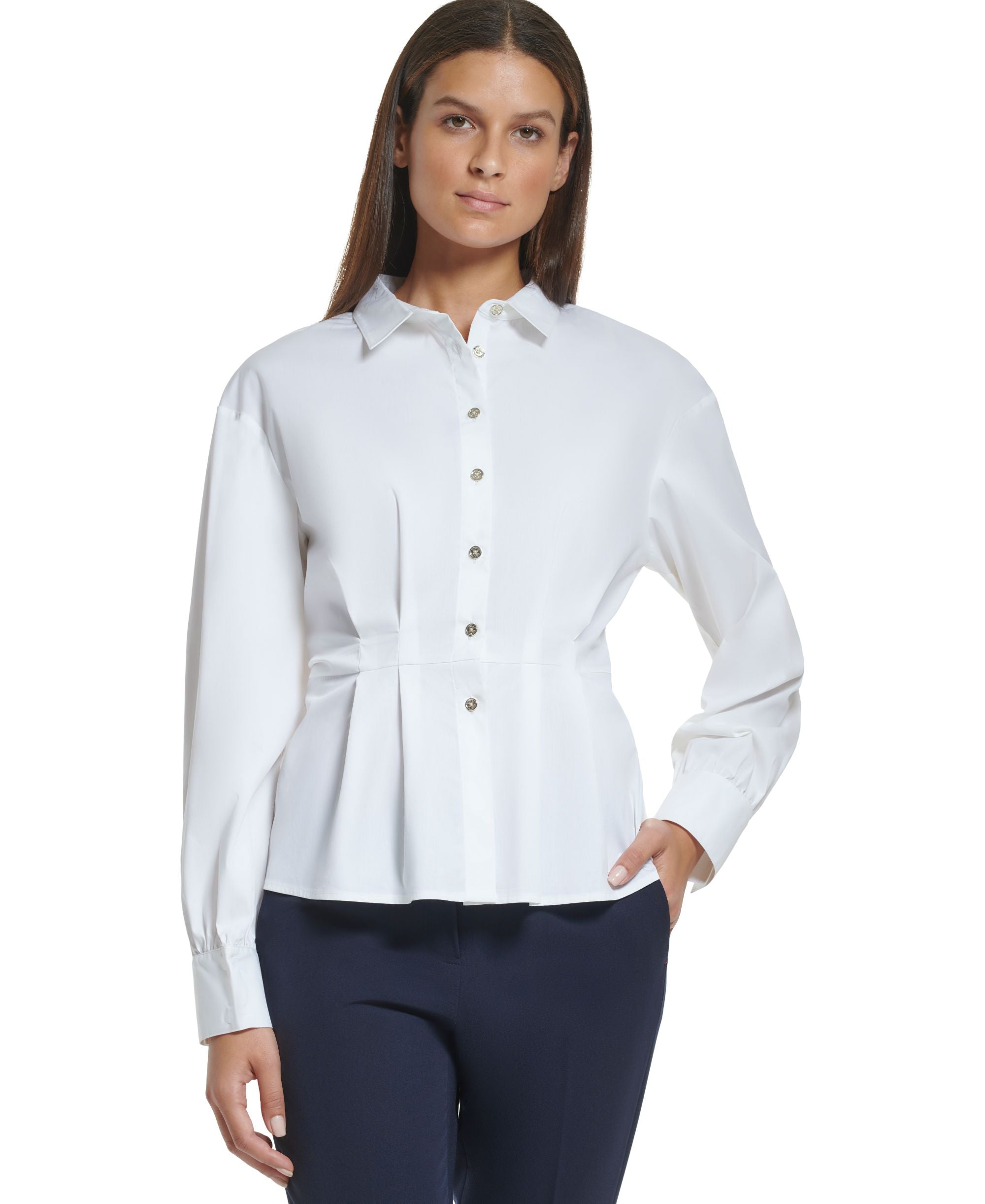 Women's Structured Peplum-Waist Shirt