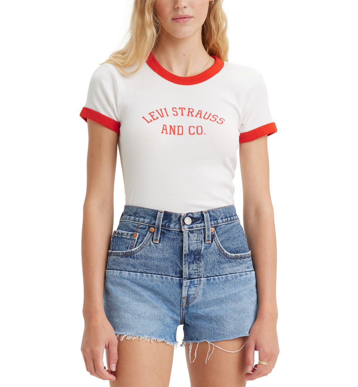Women's Cotton Graphic Ringer Short-Sleeve T-Shirt