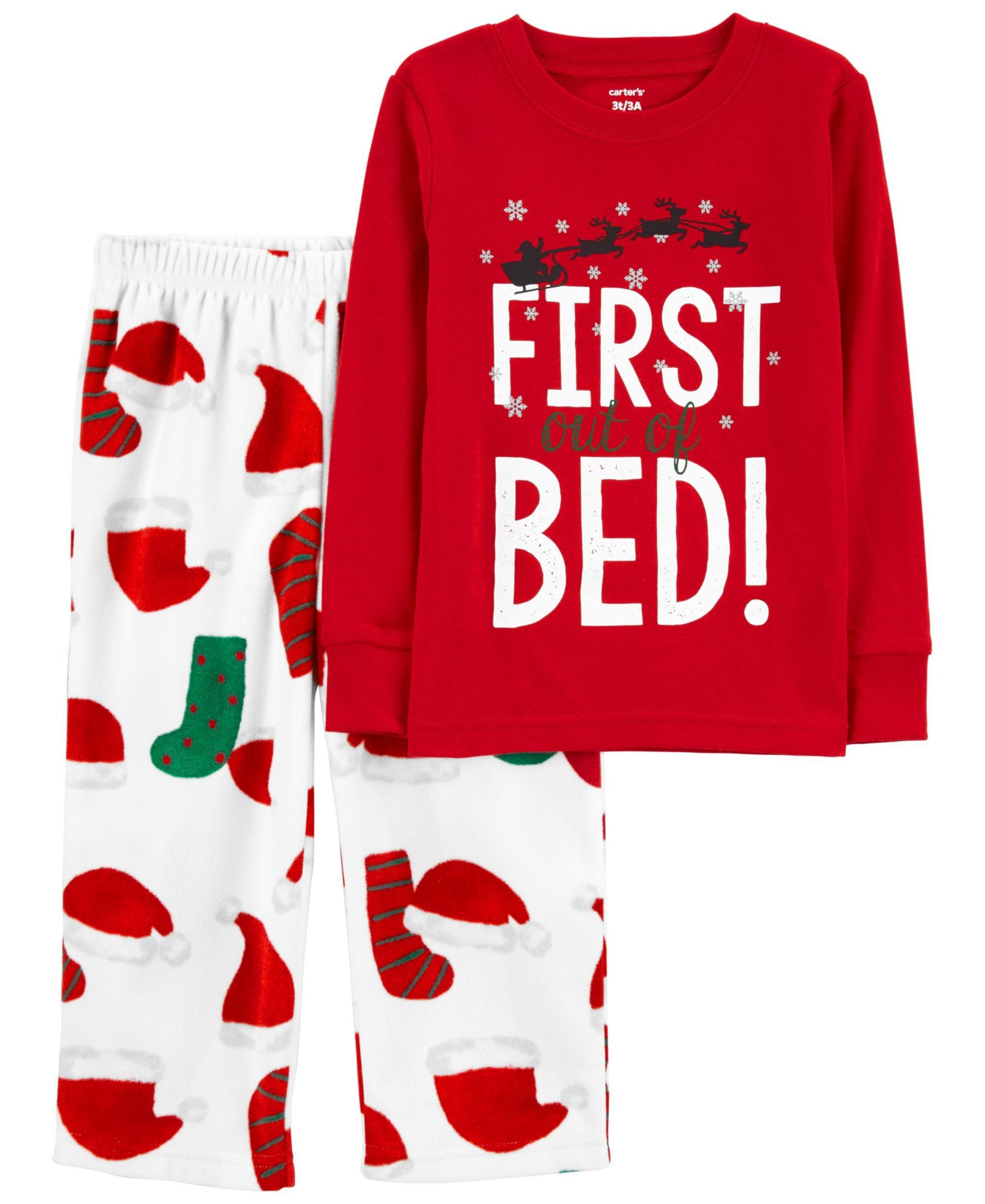 Carters Toddler Santa Fleece Pajama 2 Piece Set