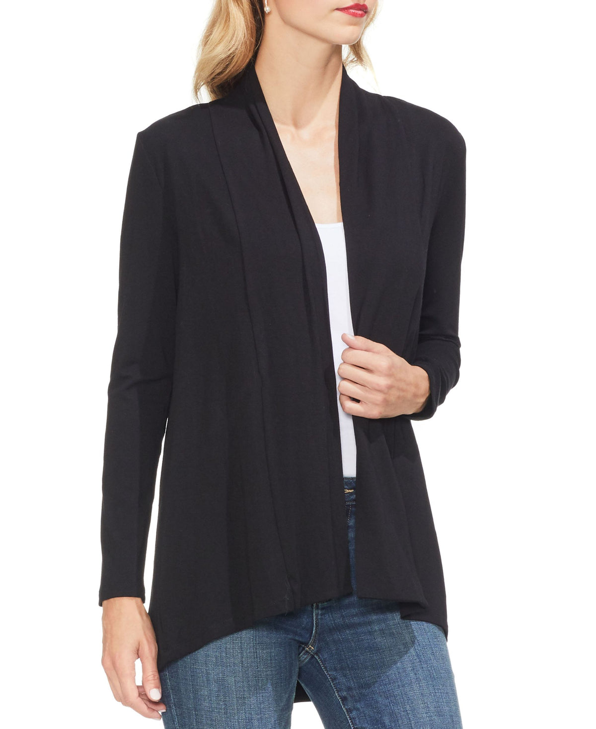 Sam Jess Petite Open Front High Low Cardigan Sweater