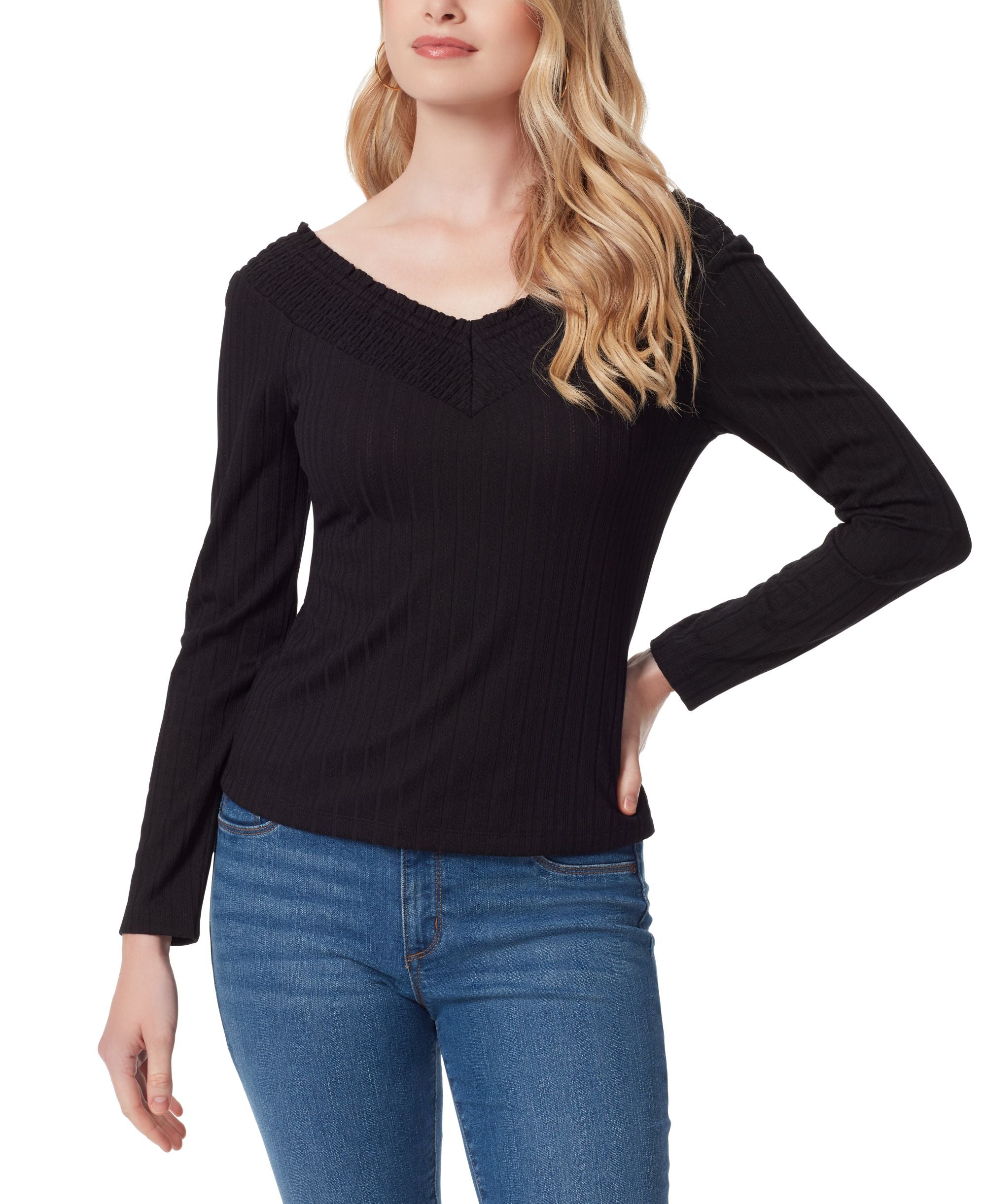Women's Myra Smocked-Panel V-Neck Top