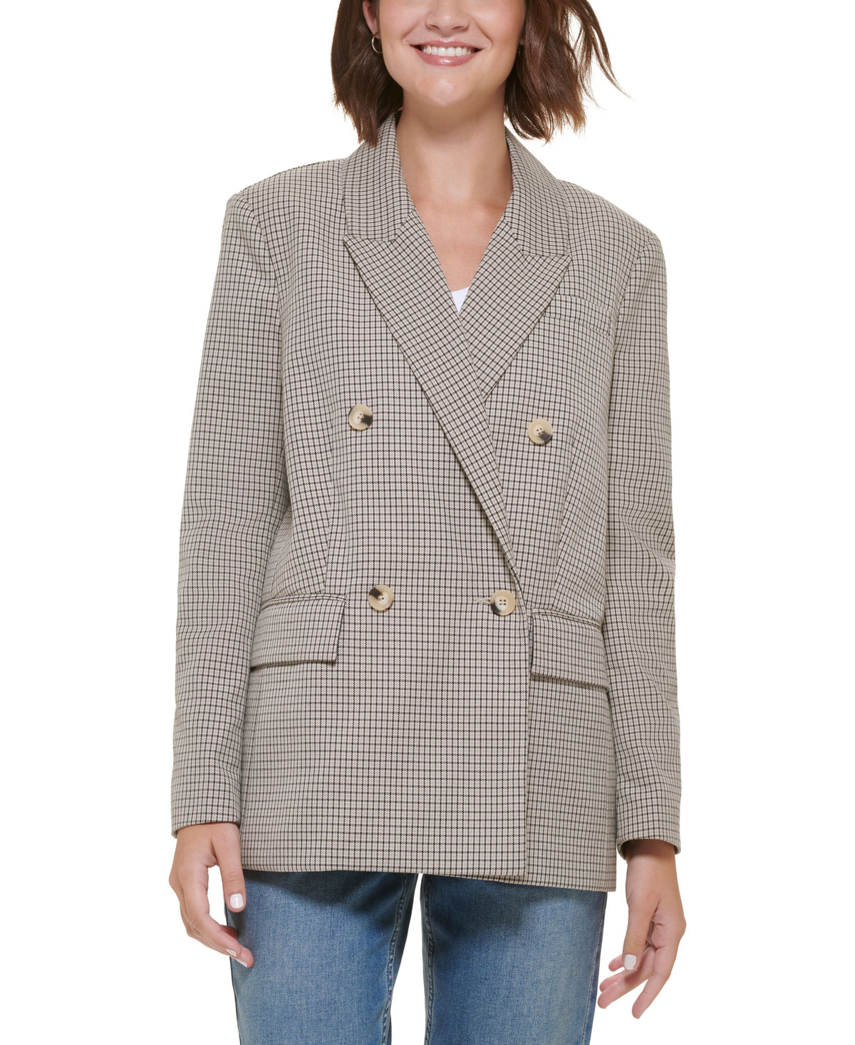 Women's Check Oversized Drop-Shoulder Blazer