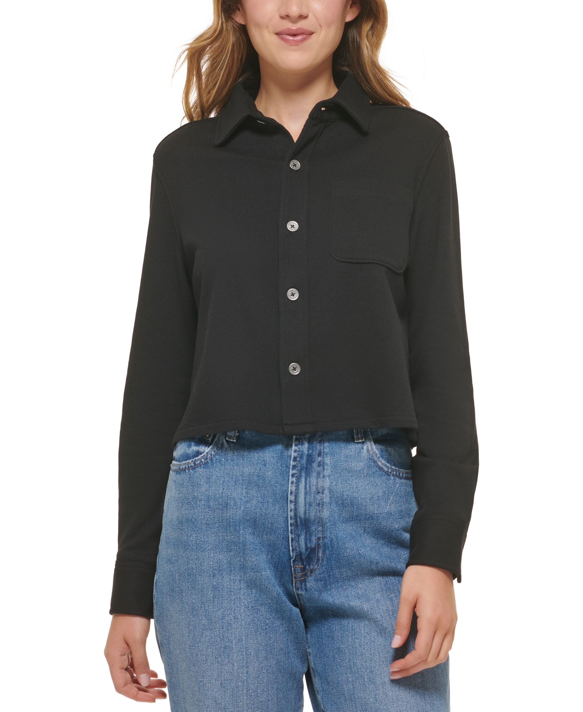 Women's Cropped Button-Front Shacket