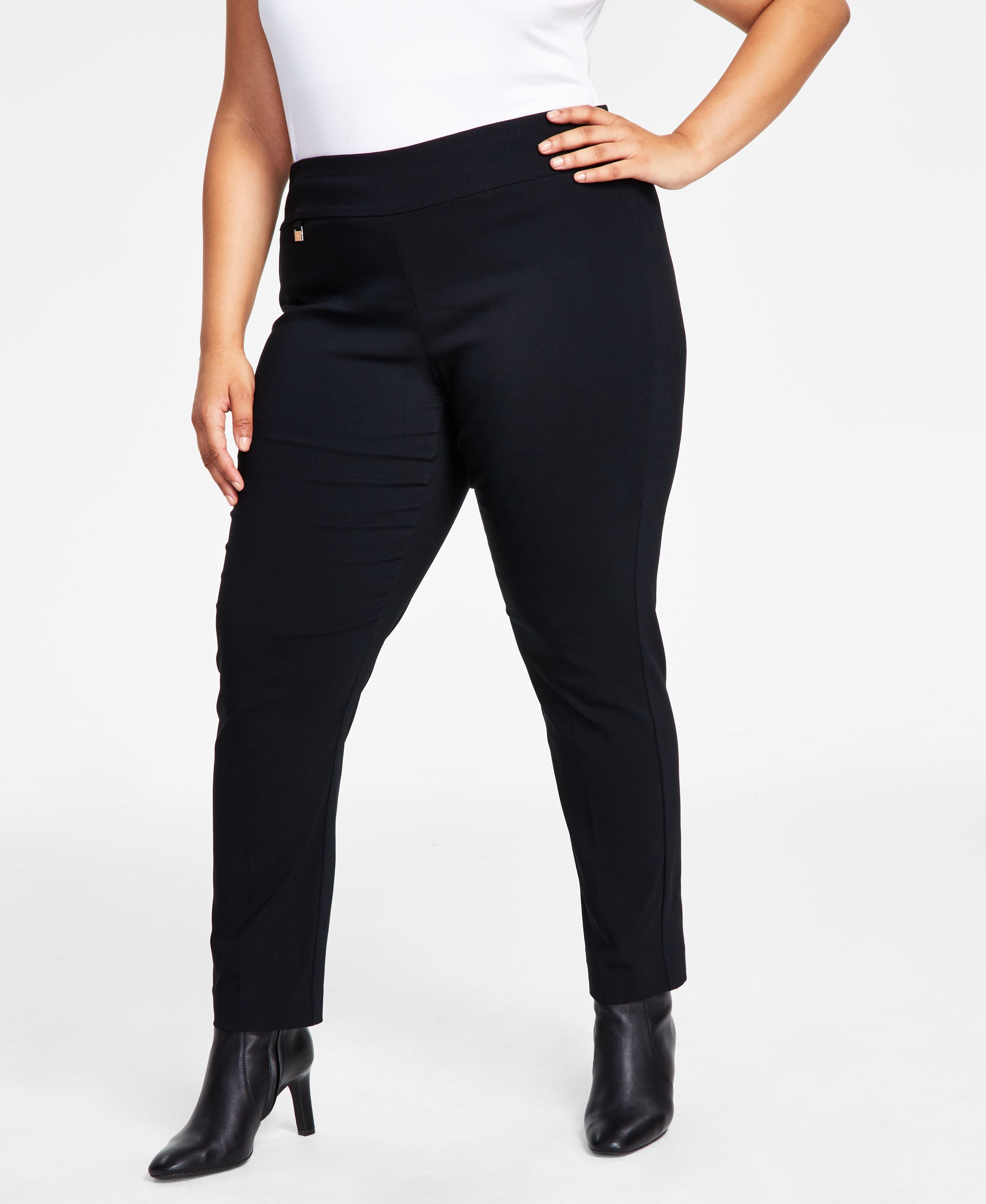 Plus Size Tummy-Control Pull-On Skinny Pants