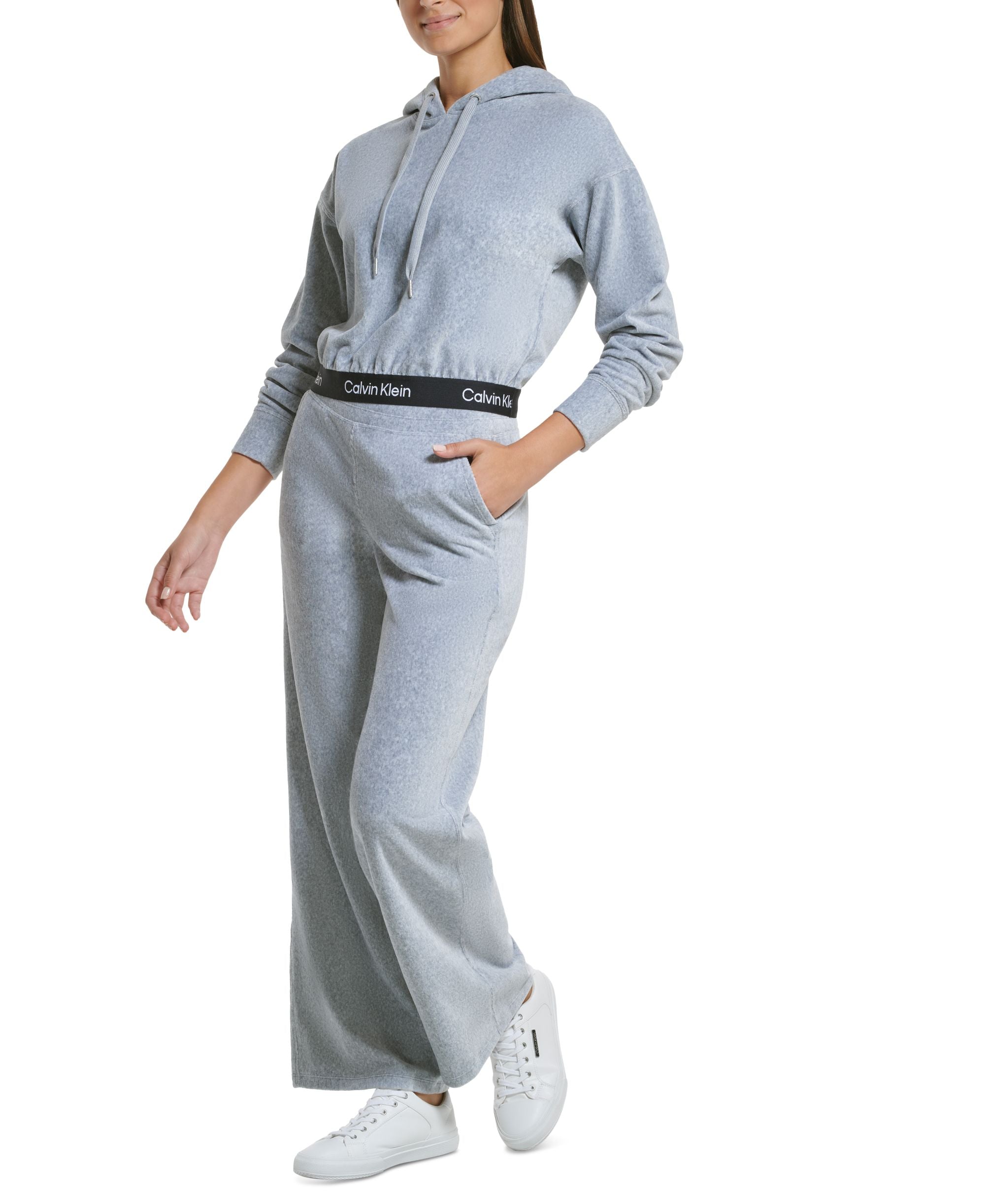 Calvin Klein Performance Womens Wide Leg Velour Pants
